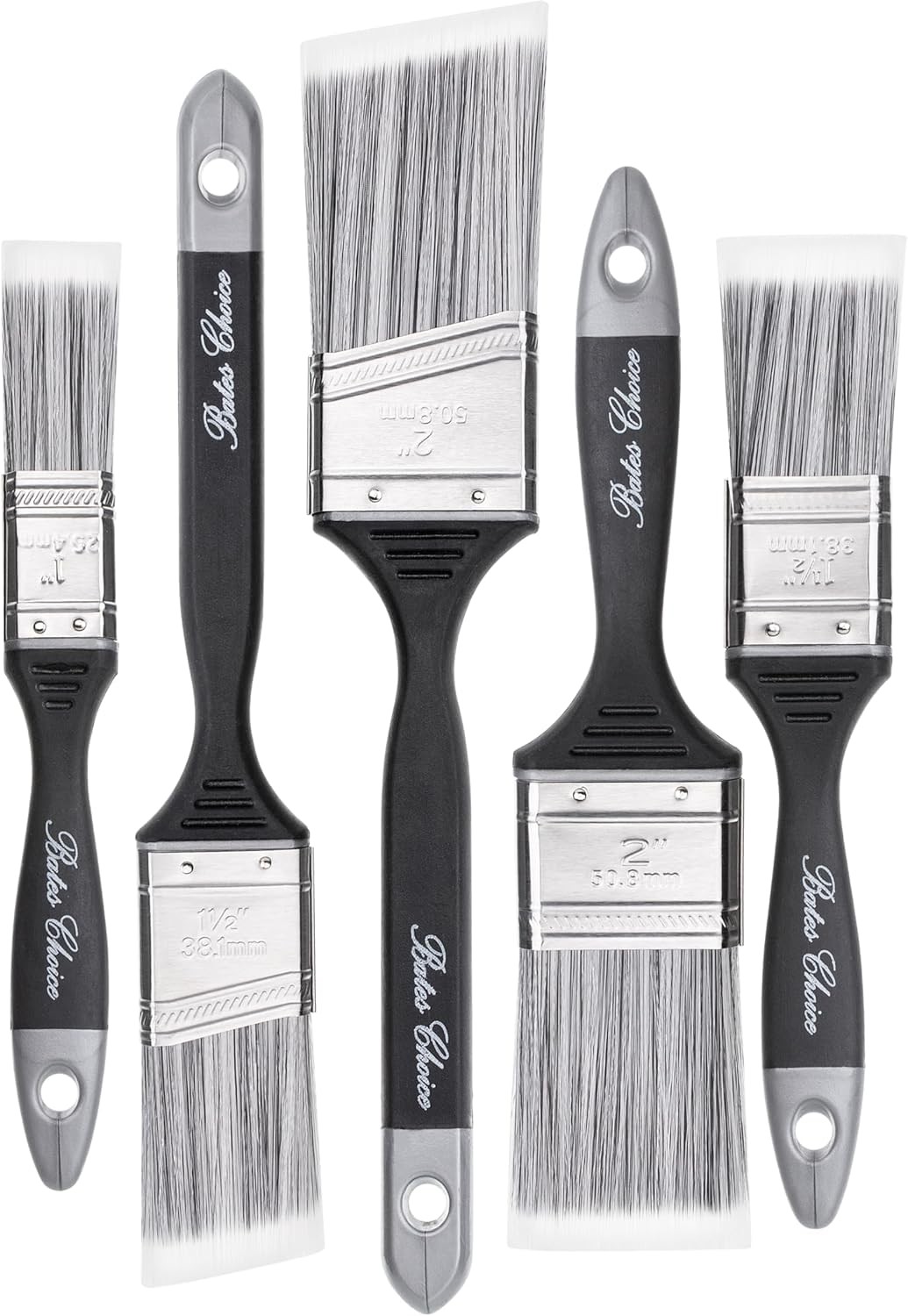 Bates- Paint Brushes, 5 Pack, Flat and Angle Paint Brushes for Walls and Trim,