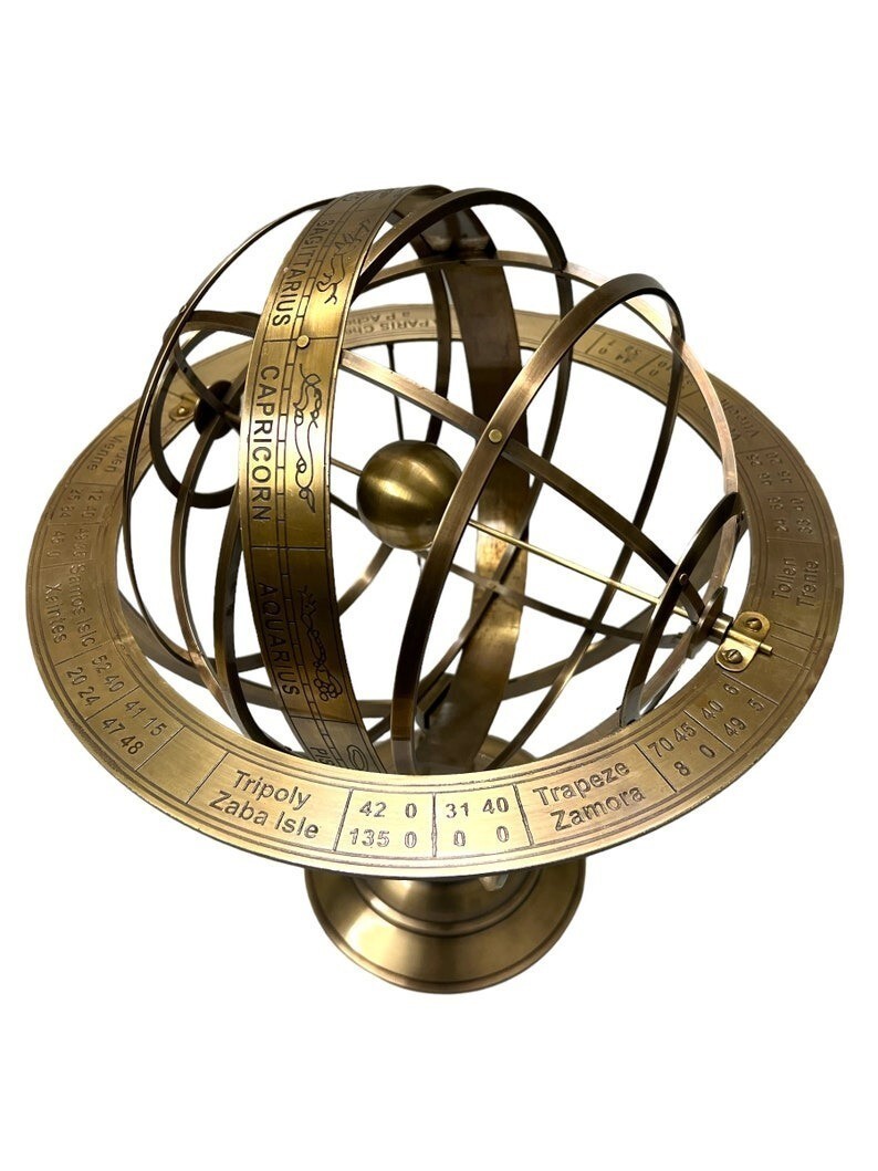 Engraved Brass Armillary Sphere 18" Astrolabe Globe Nautical Table Decor Gift