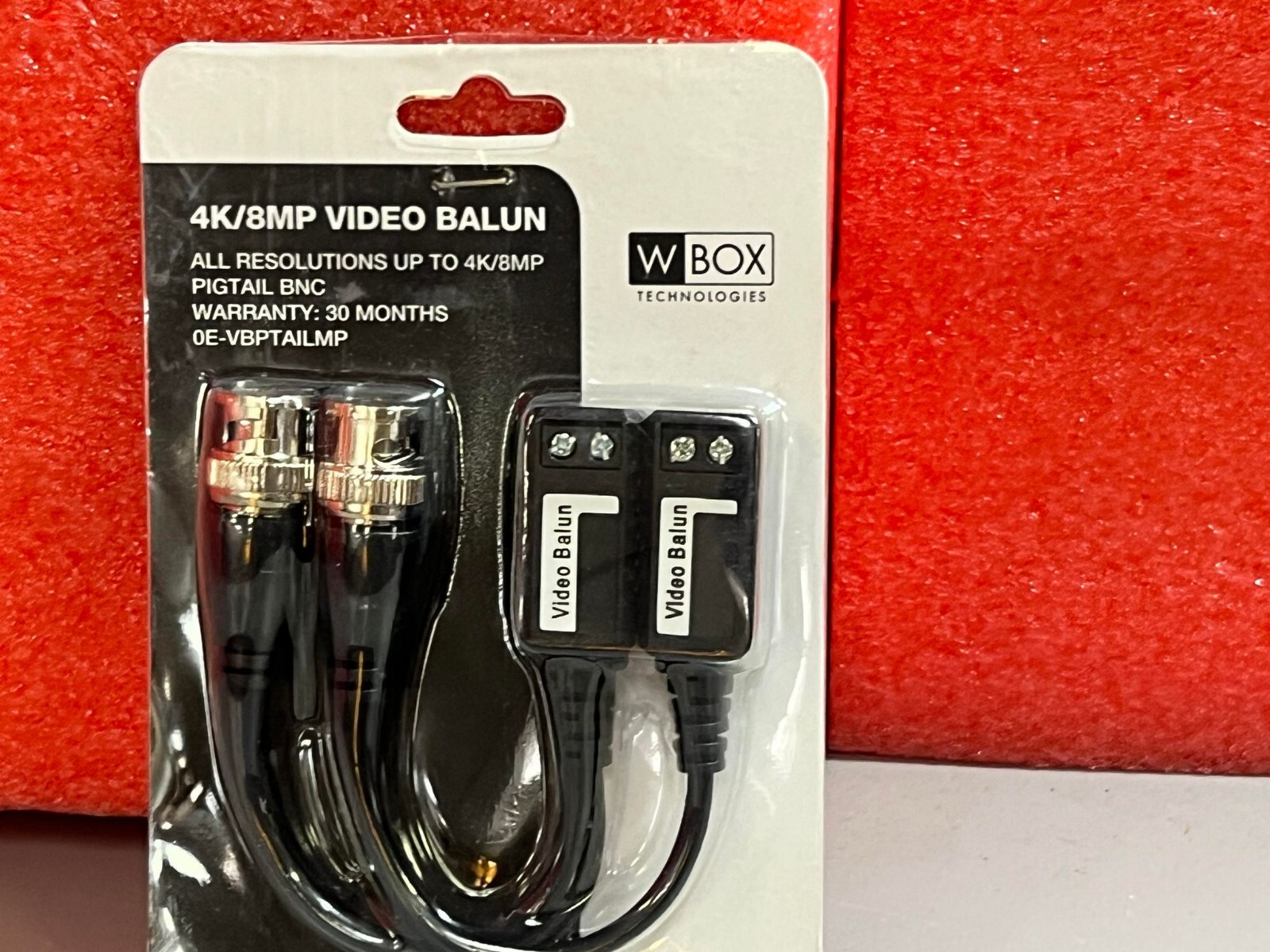 WBOX TECHNOLOGIES 0E-VBPTAILMP 4K/8MP VIDEO BALUN Pigtail BNC