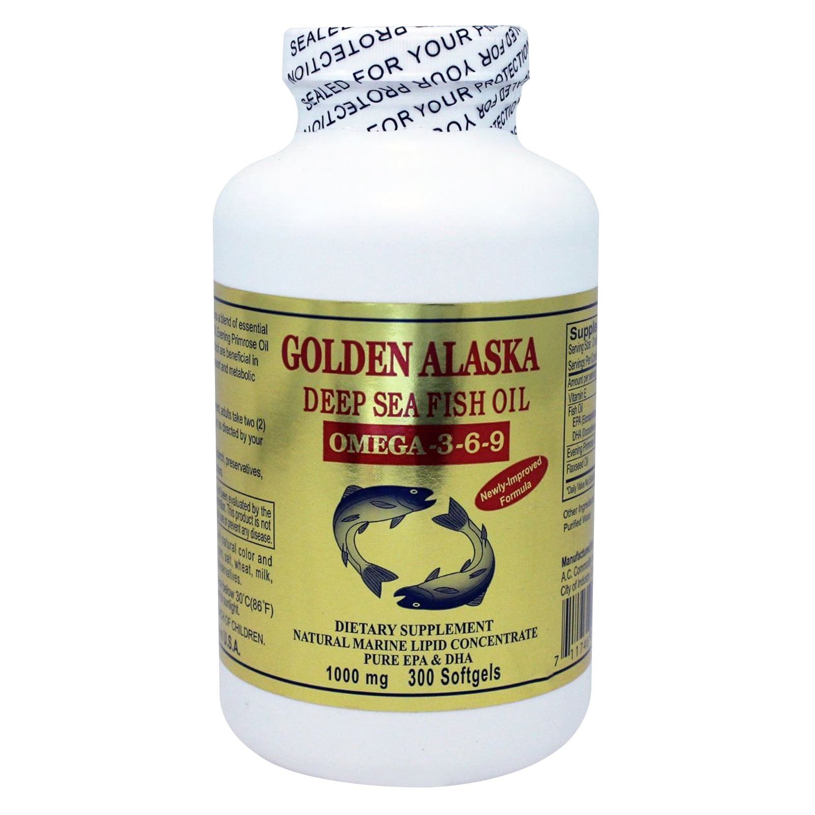Gold Vitamin Golden Alaska Deep Sea Fish Oil Omega 3-6-9 300 Softgels