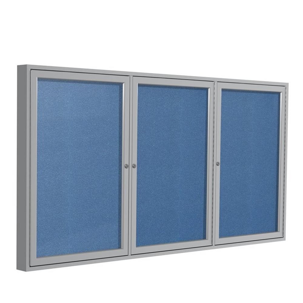 Ghent's Vinyl 48" x 96" 3 Door Enclosed Bulletin Board in Ocean Blue