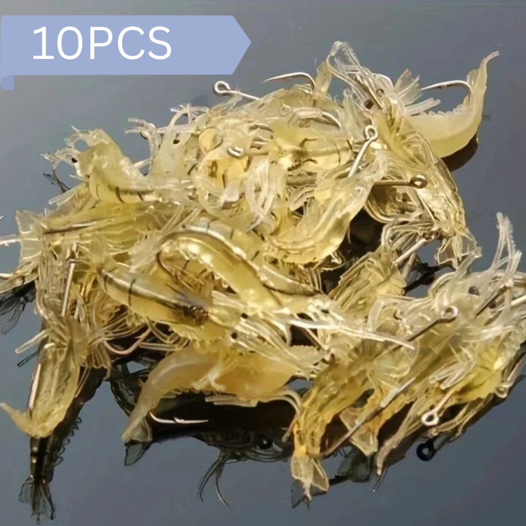 20pcs Soft Shrimp Fishing Lures with Luminous Bait Hooks for Fresh & Saltwater