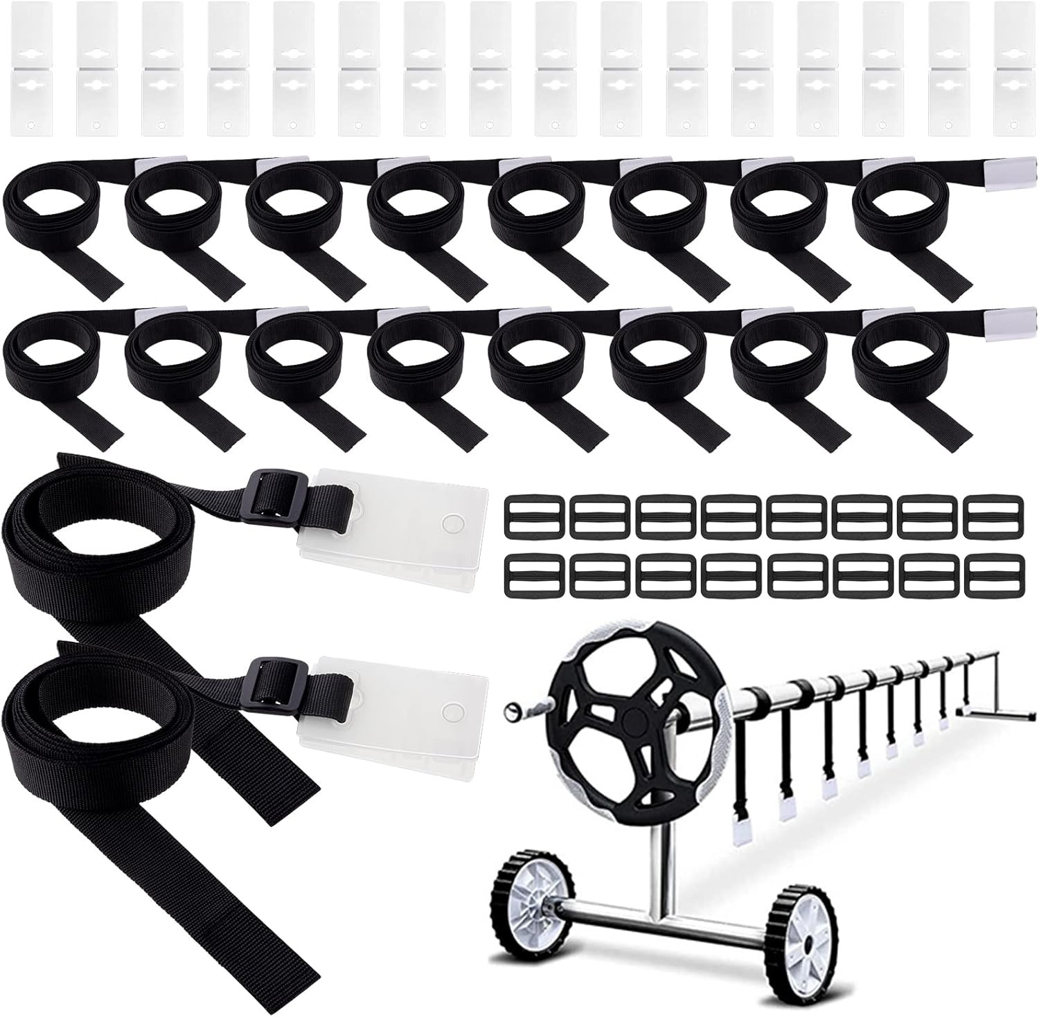48 Pcs Pool Solar Cover Reel Attachment Straps Kit Cover Reel Straps