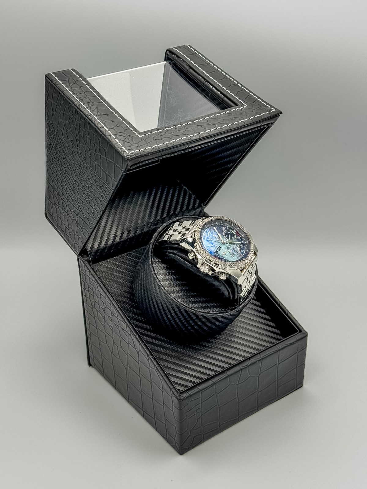 NEW Single Watch Winder Ultra Quiet Automatic Watch Case AC Powered Black