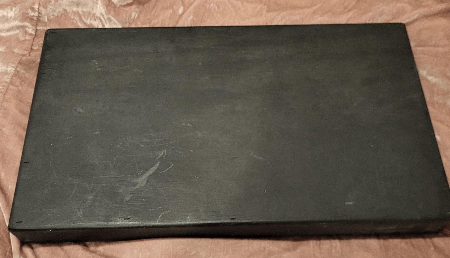 Black Wooden Production Pancake 2 Holes 29in long 11.75in wide 2in tall