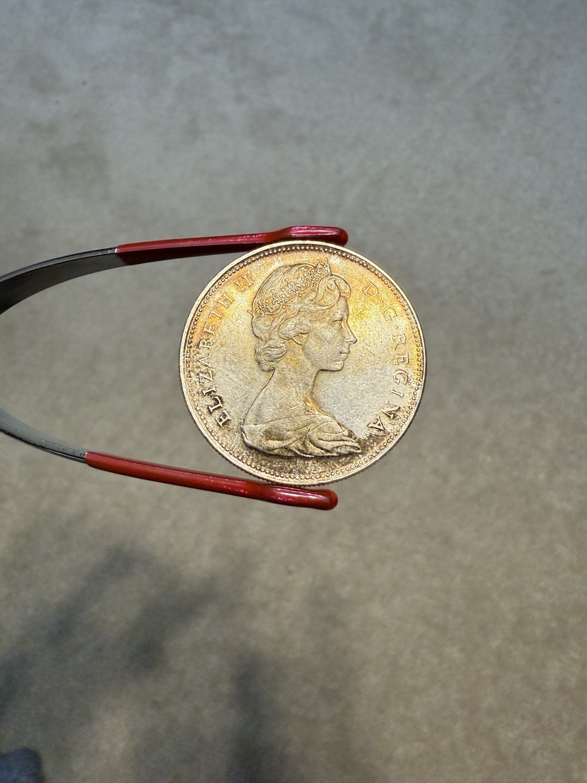 1965 Canada $1 Silver Dollar Coin Large Beads - Toned Gem