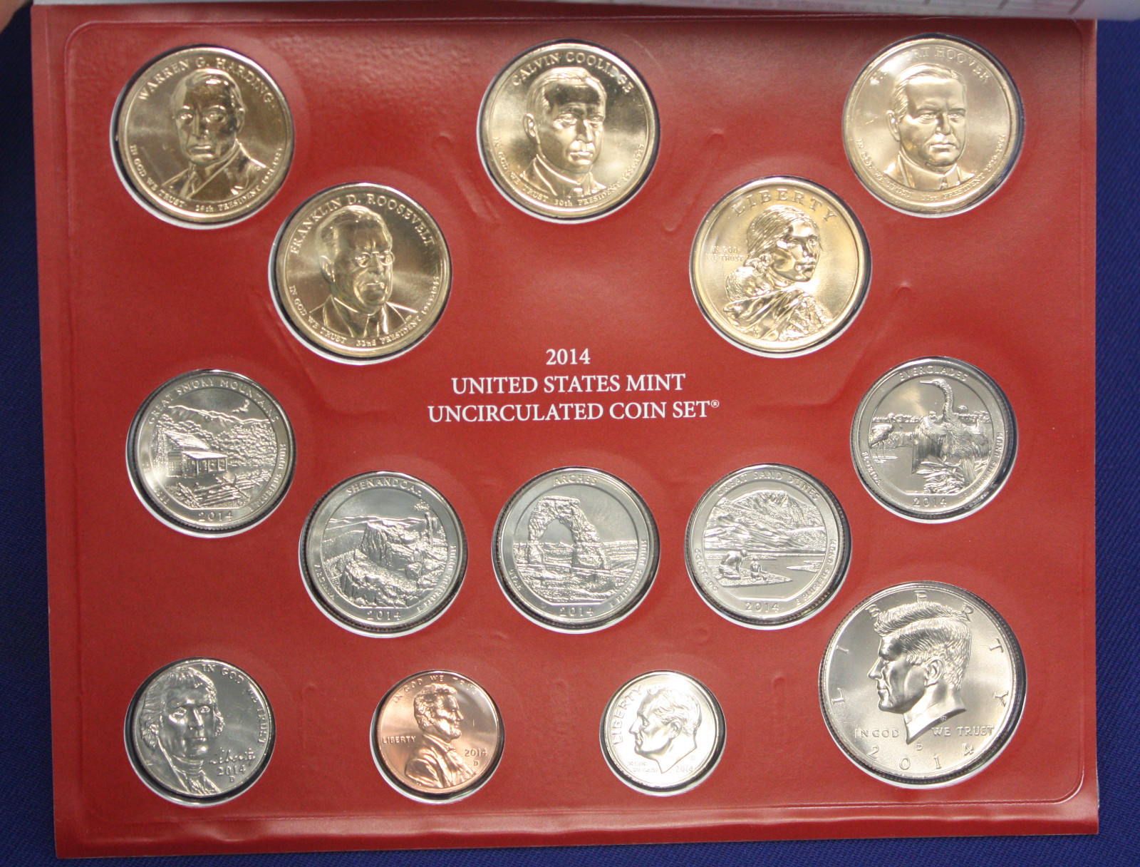 2014 Mint Set. Complete 28 coin set. Includes 14 each "P" and "D" Mint