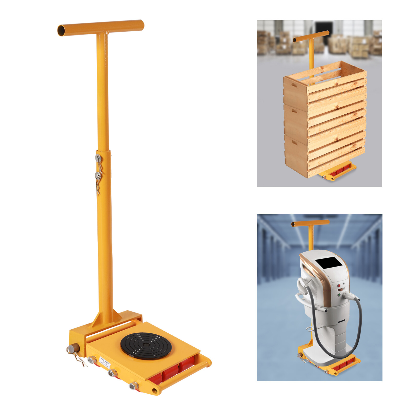 15T Dolly Skate Machine 9 Rollers Machinery Movers Cap 360° Rotation with Handle