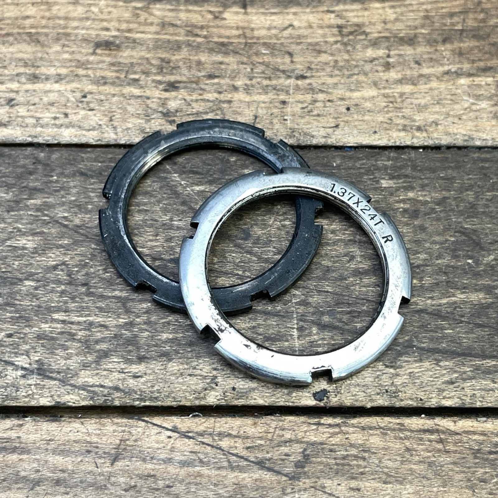 Vintage Suntour Bottom Bracket Lockring Set Pair 1.37x24T 1980s