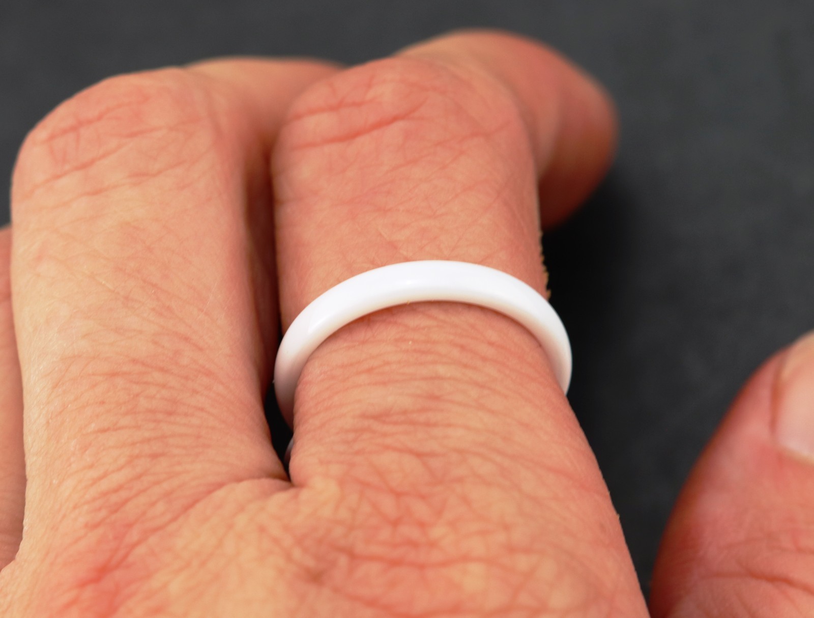 White Ceramic Wedding Ring: Elegant Minimalist Band (3mm)