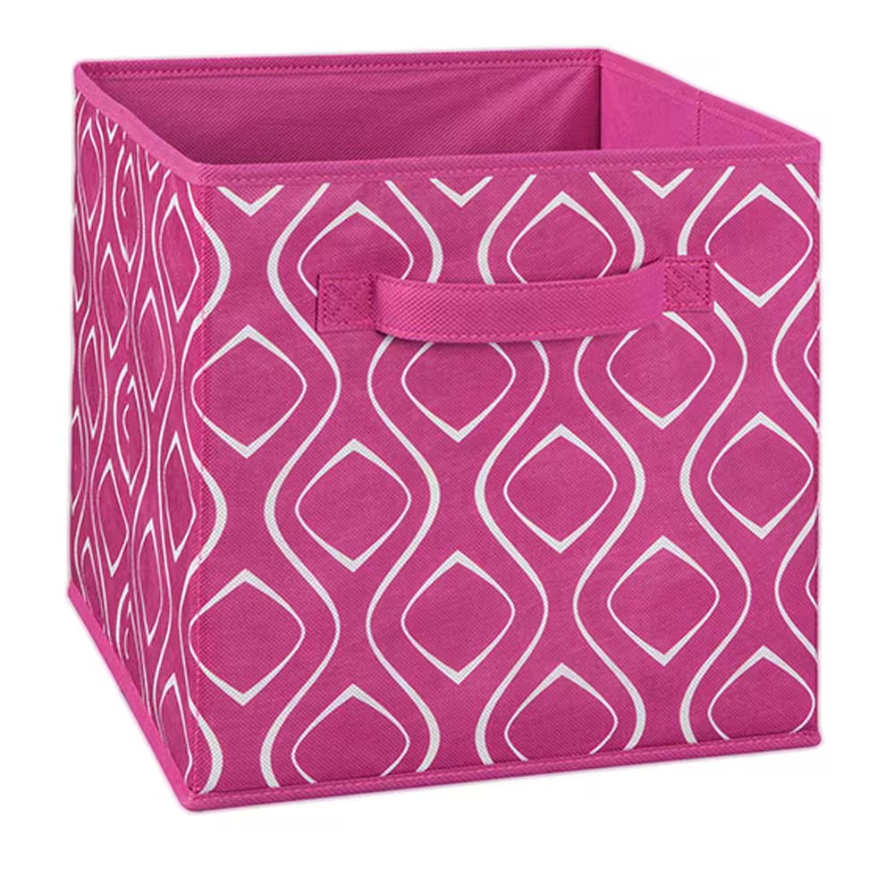 11 In. W X 11 In. H X 11 In. D Fuchsia Diamond Print Fabric Drawer