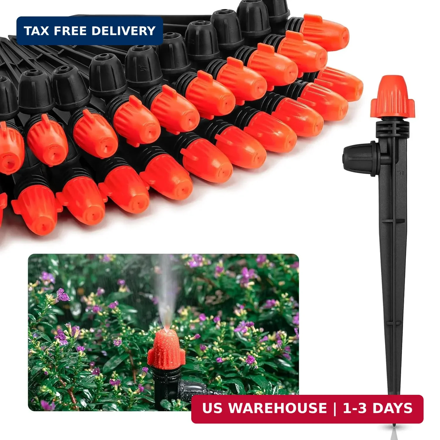 1/4" Drip Irrigation Emitters: 30 Pack Mist Drip Emitter with Lock Barbed Adjust