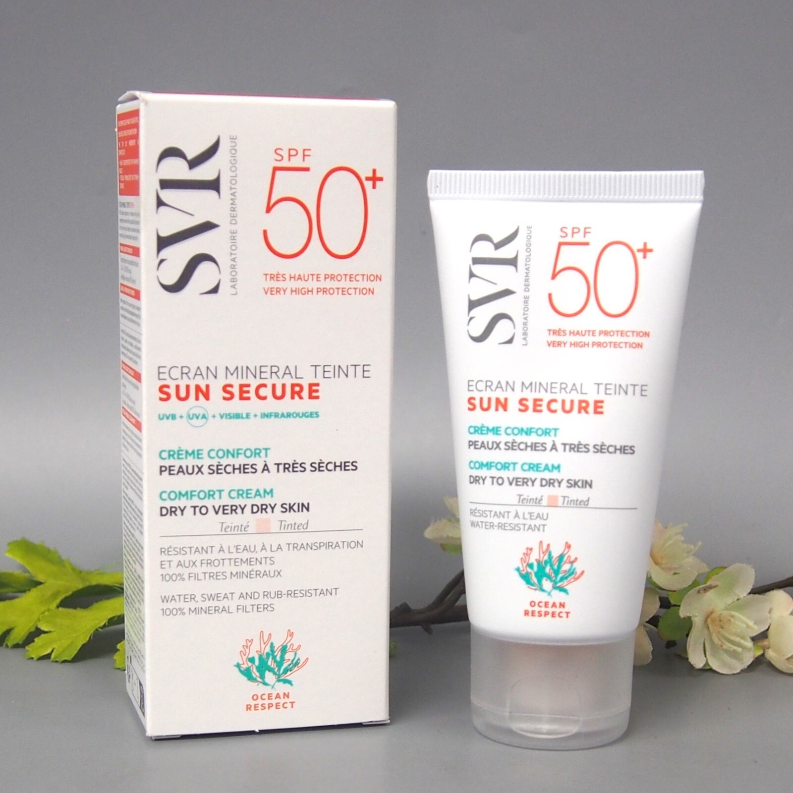 SVR Sun Secure Ecran Mineral Tinted Creme SPF50 2.1oz/60g Exp 04/2027 -dry skin-