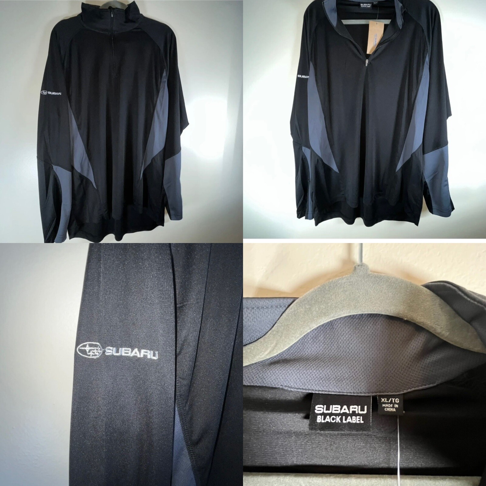 NWT lot of 2 Subaru  Mens Pullover Black 1/4 Zip Shirt Athletic STi rally sz XL