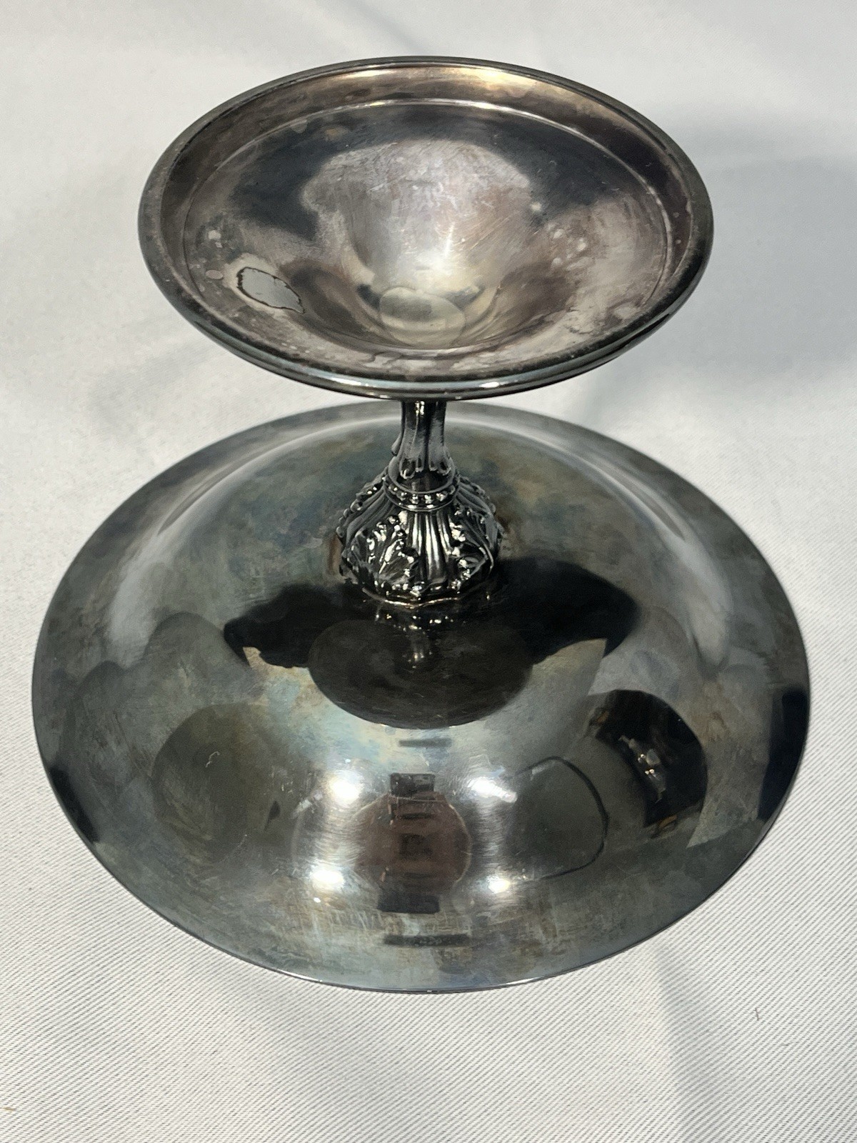 Reed & Barton 141 Red Enamel on Silverplate Footed Compote Dish
