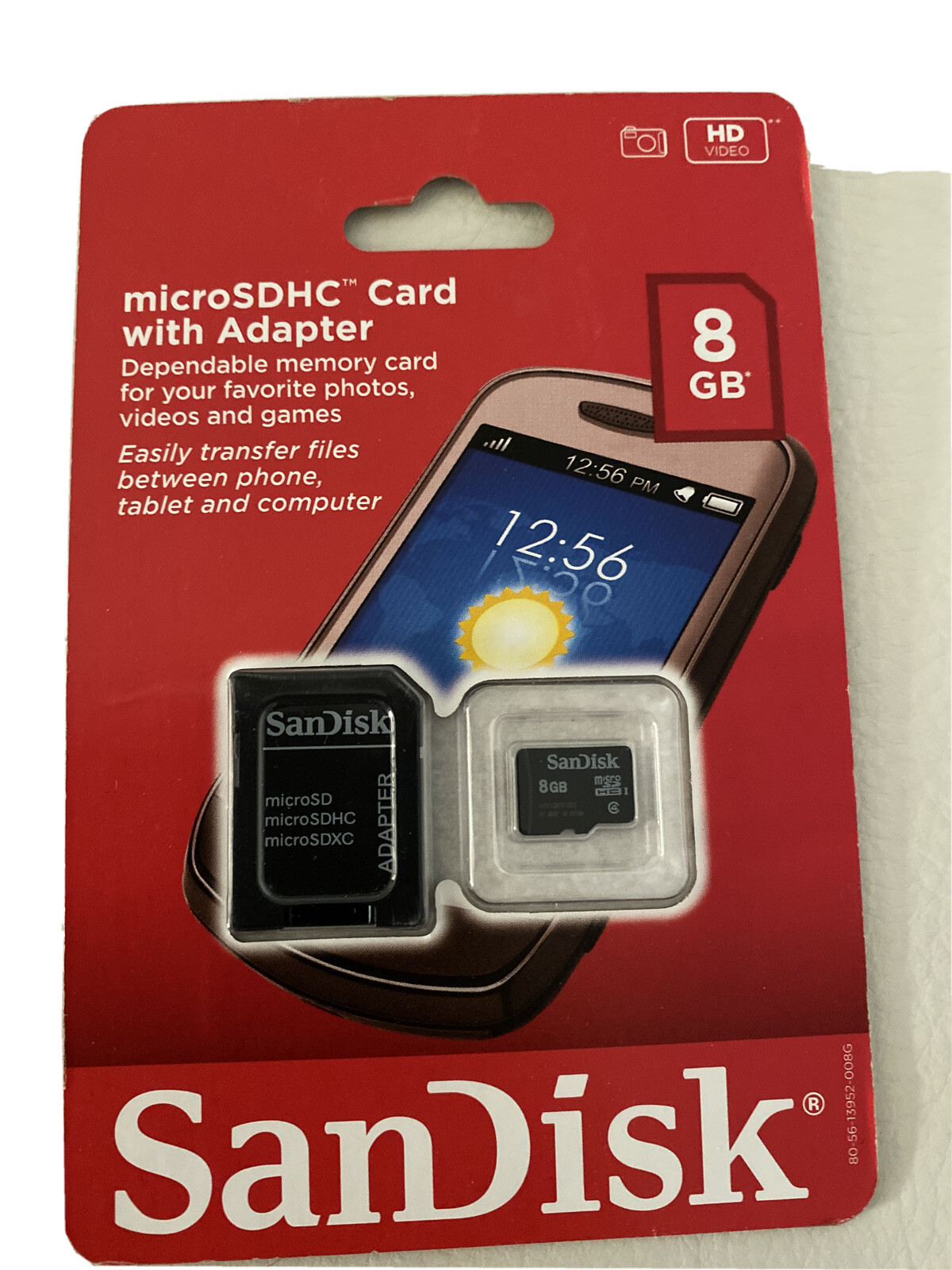 SanDisk 8GB microSDHC Card with Adapter for HD Video SDSDQM-008G