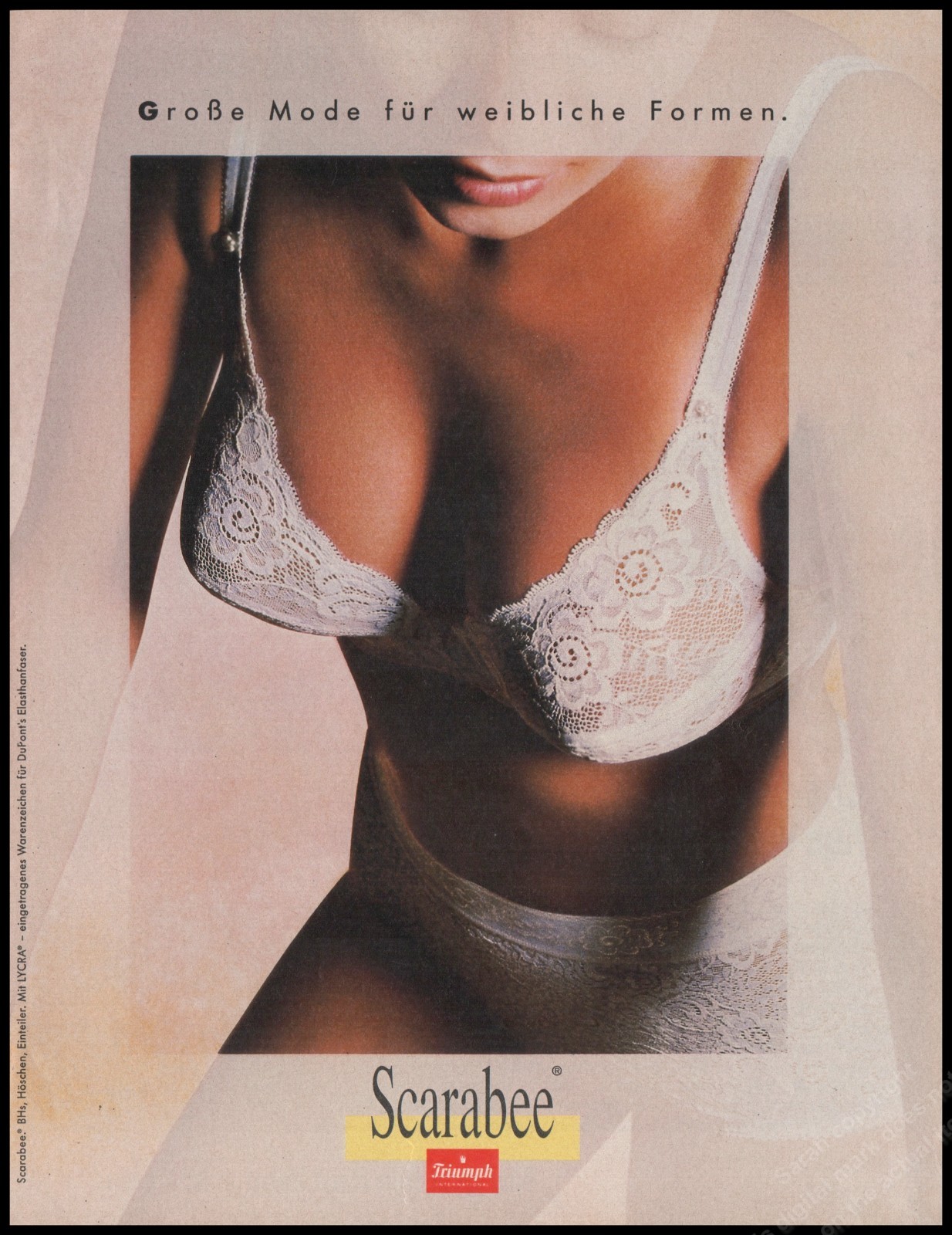 1991 Lingerie Underwear Bra Troumph Scarabee model Print Ad Women Fashion -12B
