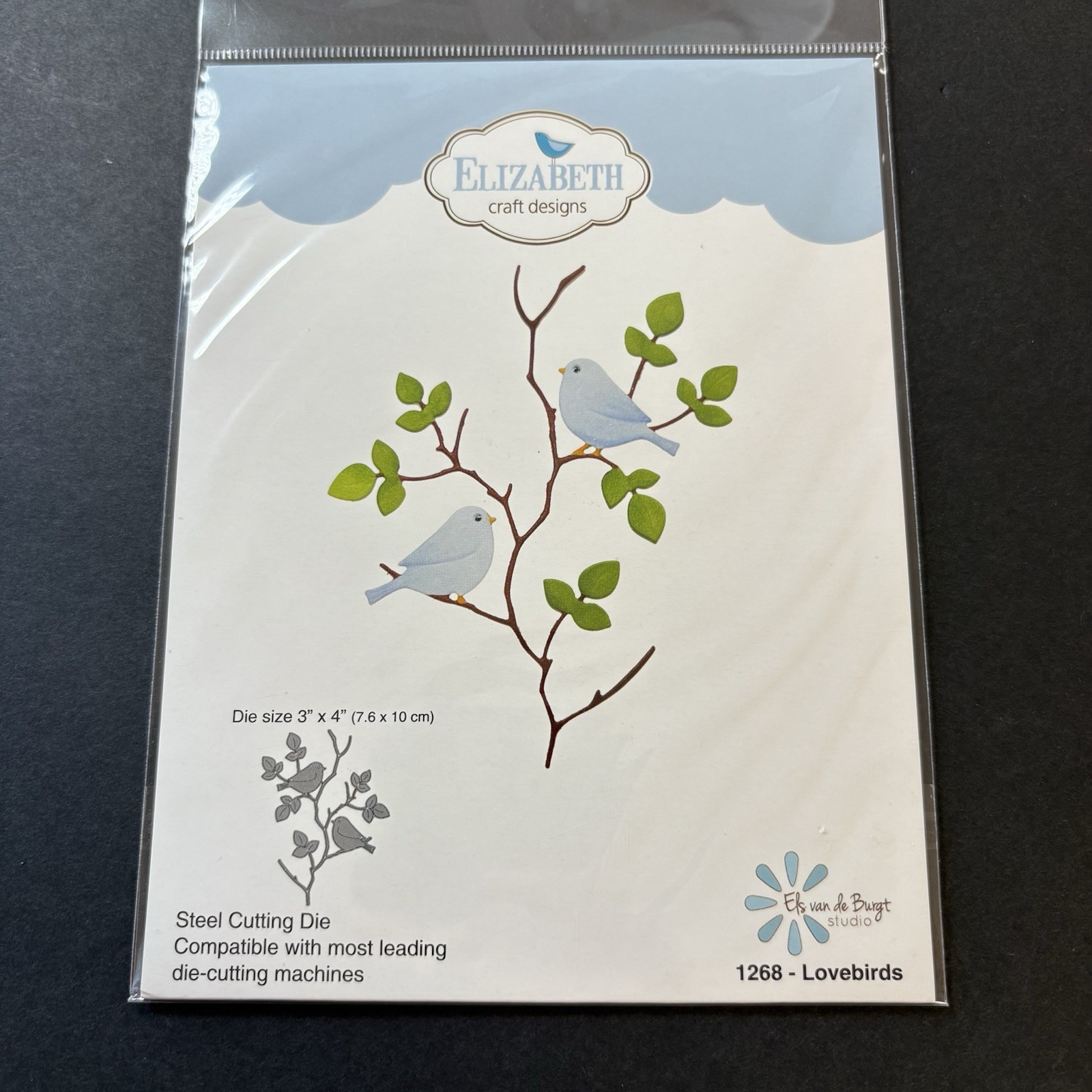 Elizabeth Lovebirds on Branch Leaves 3x4in Metal Cutting Dies 1268