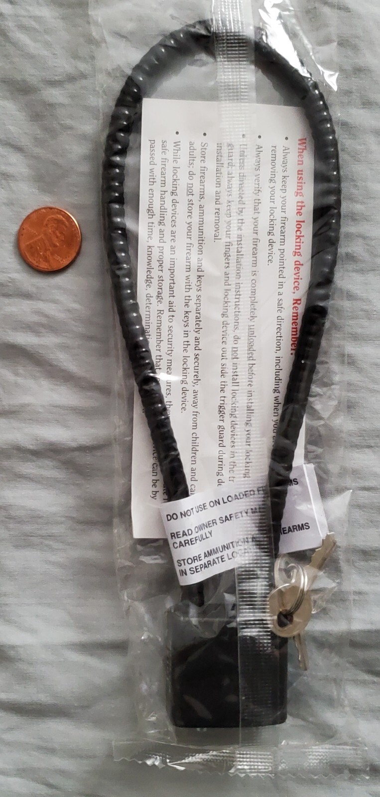 RUGER ~ CABLE GUN LOCK WITH KEYS ~  NEW / SEALED