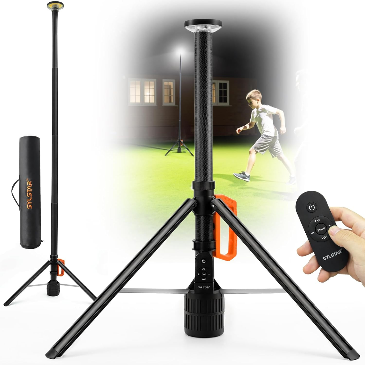 360° Rechargeable Work Light with Remote &Telescopic Stand (8.4Ft), 3000LM Ultra