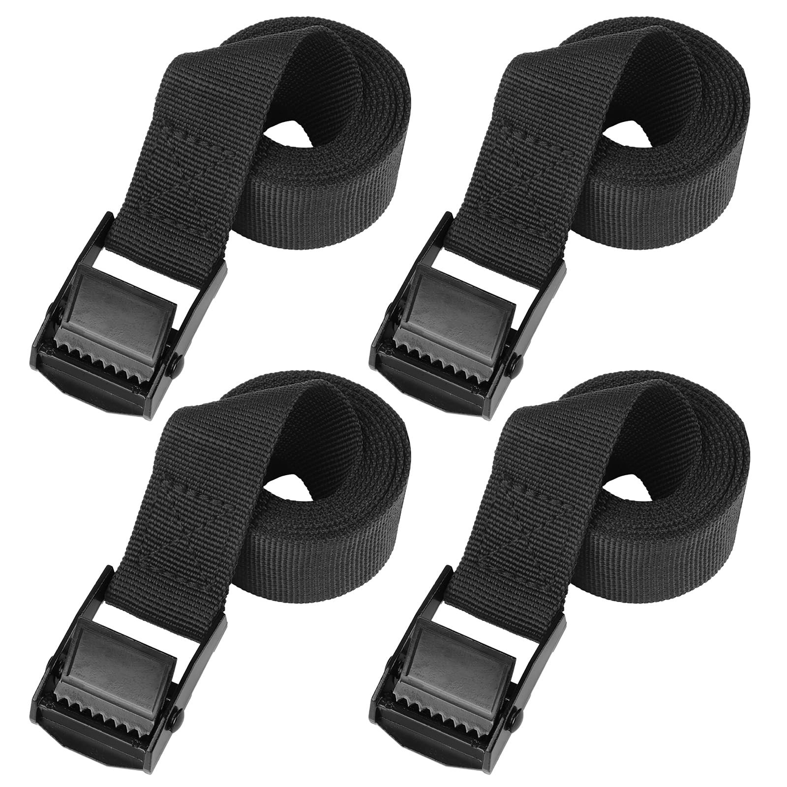 4 Pack Lashing Straps 1 Inch x 4 Foot Black Cargo Tie Downs Buckle