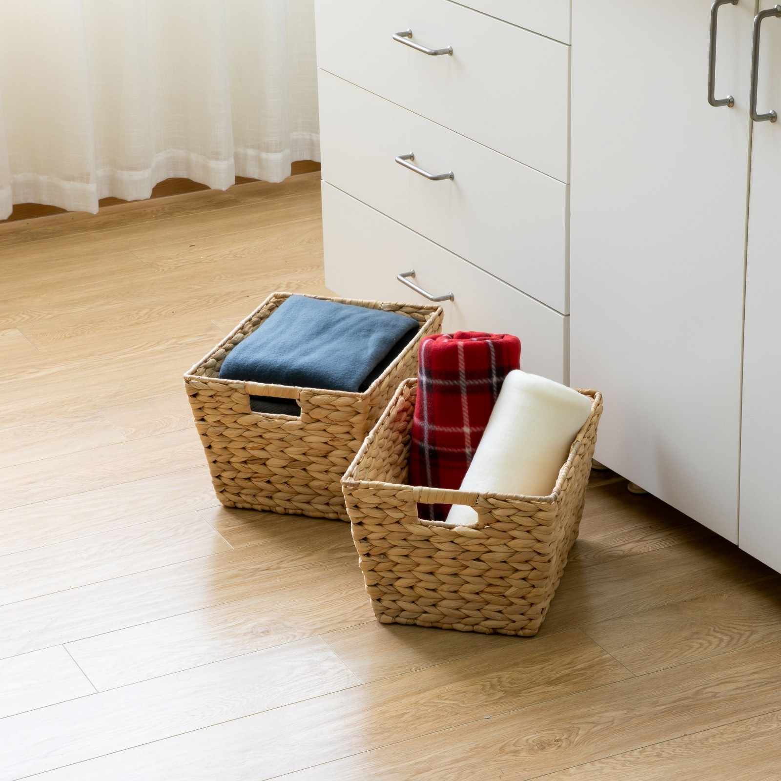Large Hyacinth Storage Basket with Handles, 2 Pack