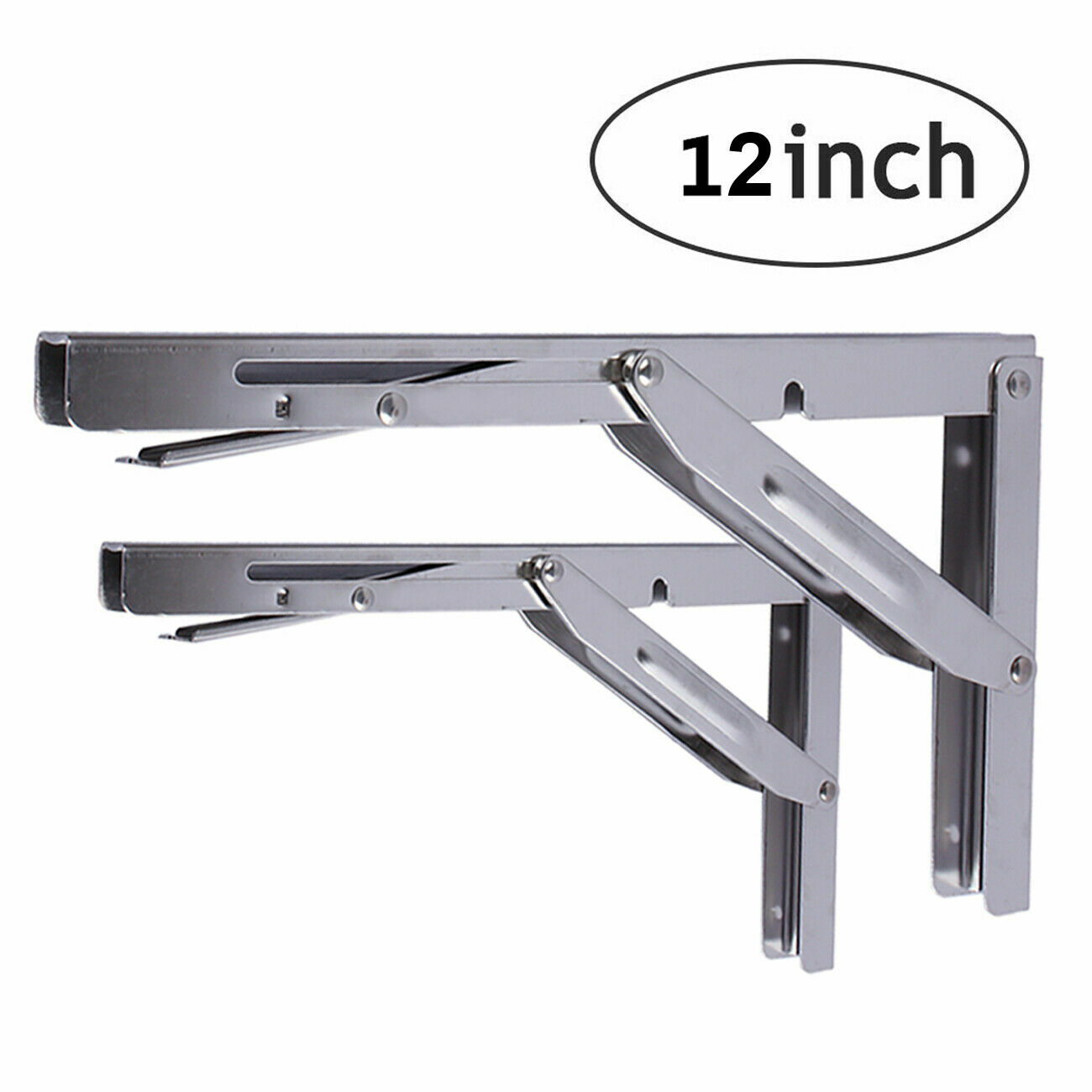 2X 12"Folding Table Shelf Brackets Bench Stainless Steel Brackets Max.Load 250KG