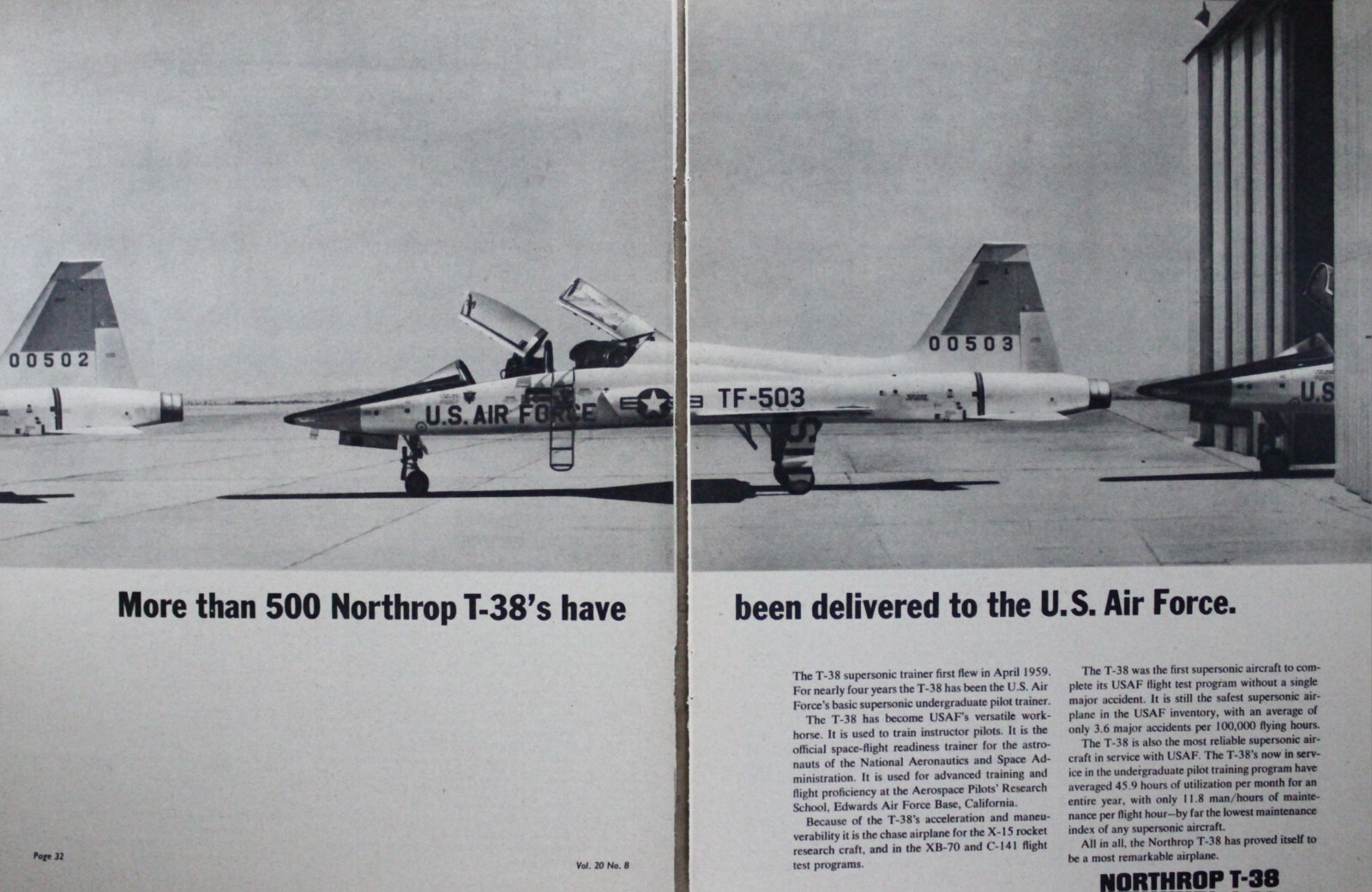 Northrop T-38 T 38 Aircraft Magazine Ad Aviation Picture Wall Art Display