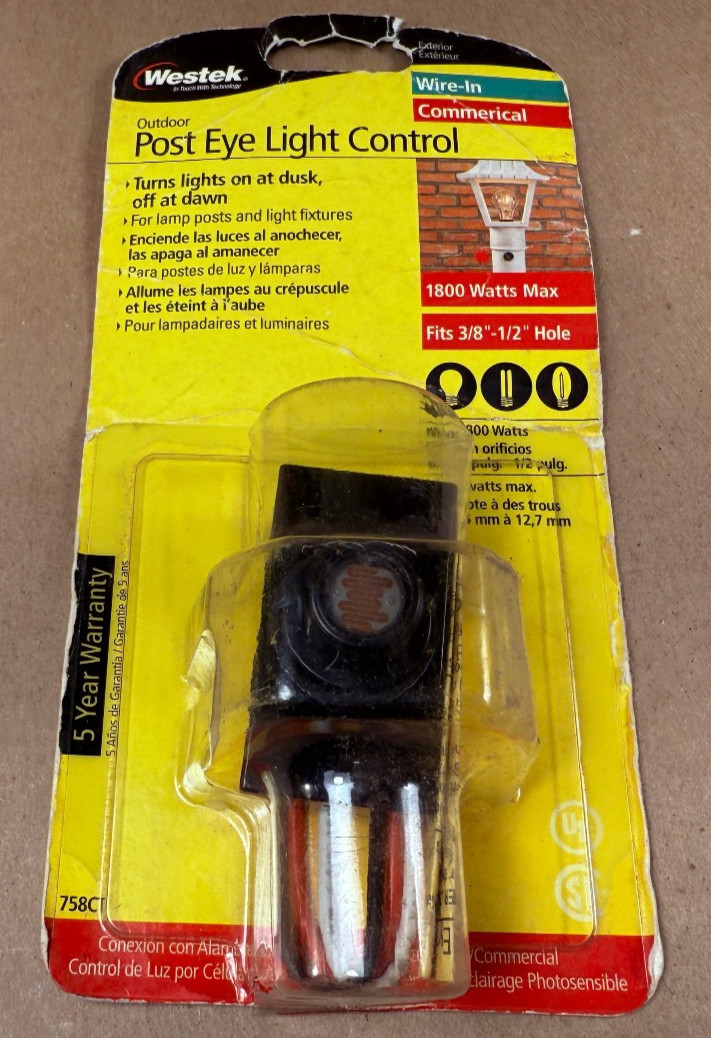 Westek 758CTC Outdoor Post Eye Light Control, 15 Amp 120VAC 1800W, Black