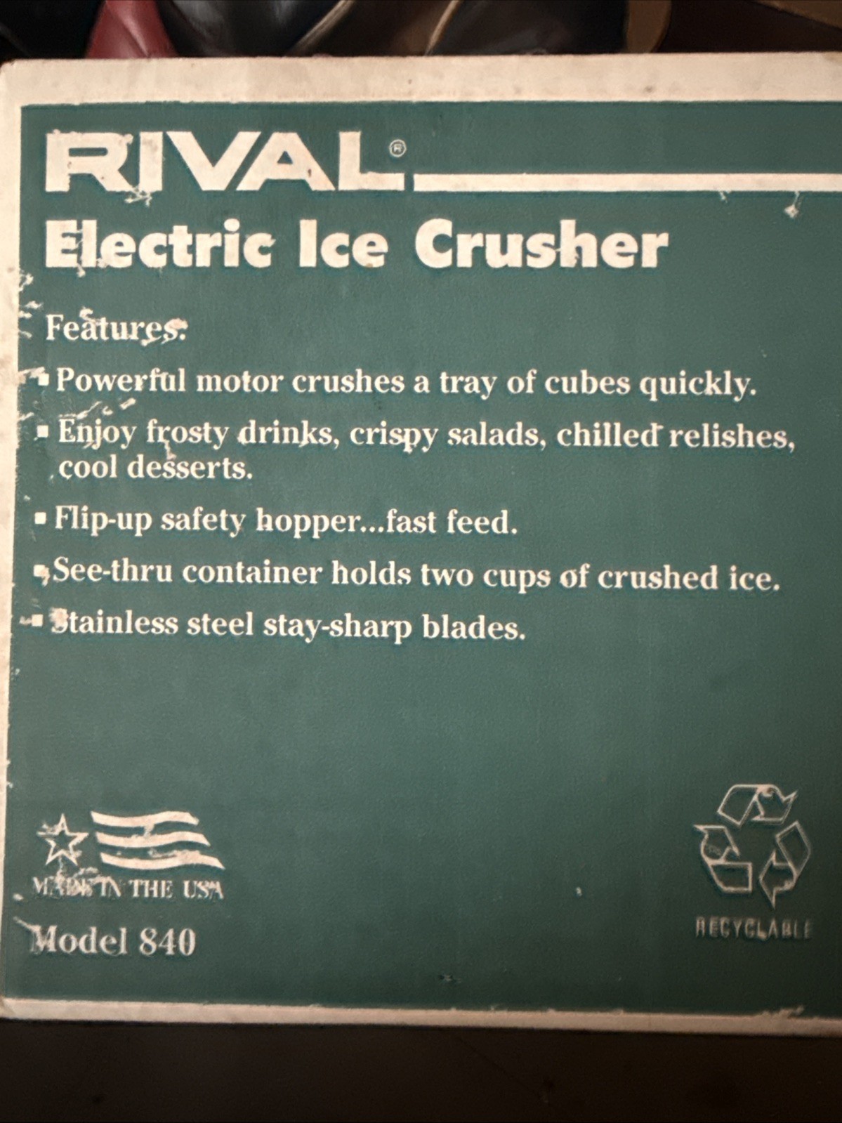 Rival Electric Ice Crusher 840 Removable Cup White