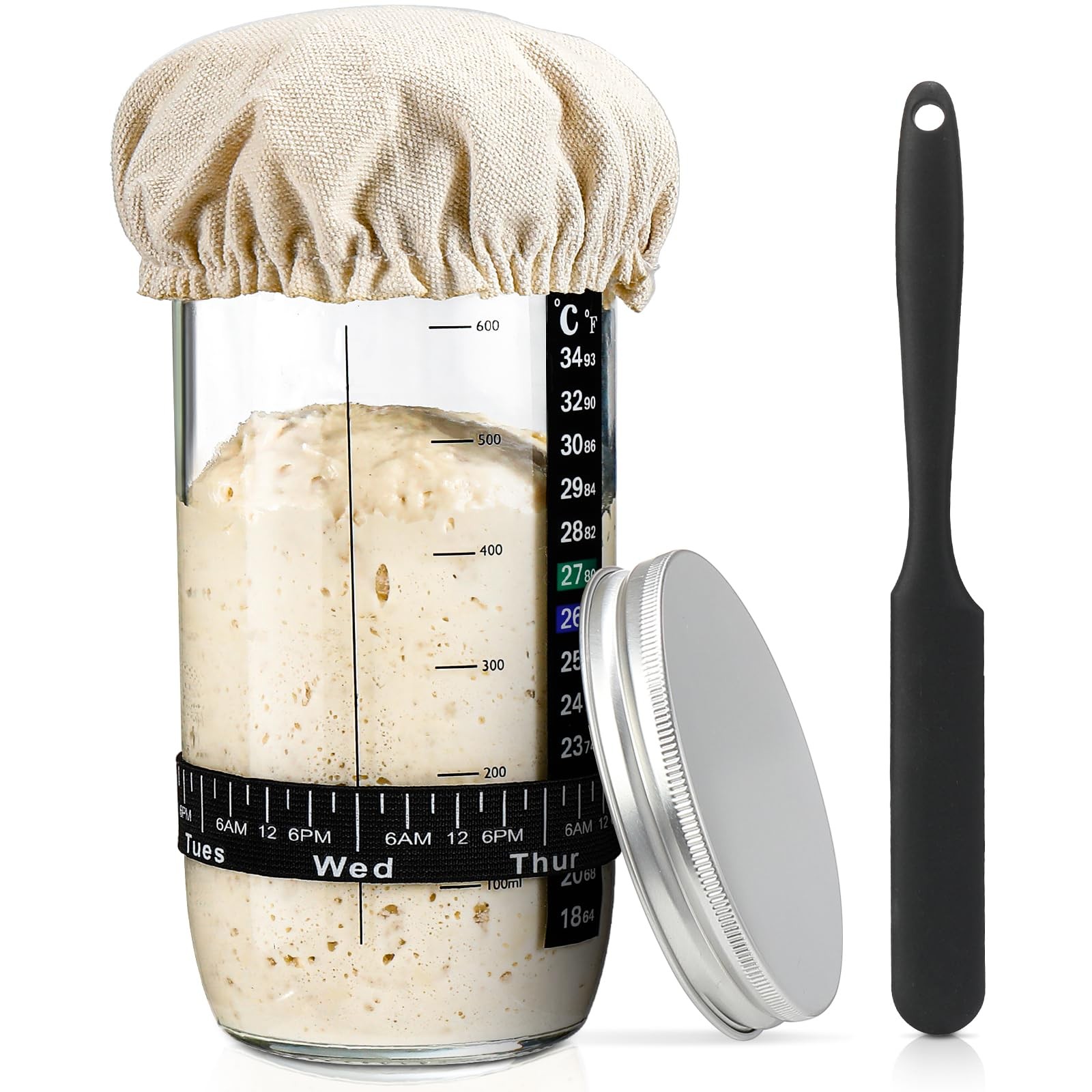 Sourdough Bread Baking Supplies,24 oz Sourdough Starter Jar Glass, Sourdough Sta
