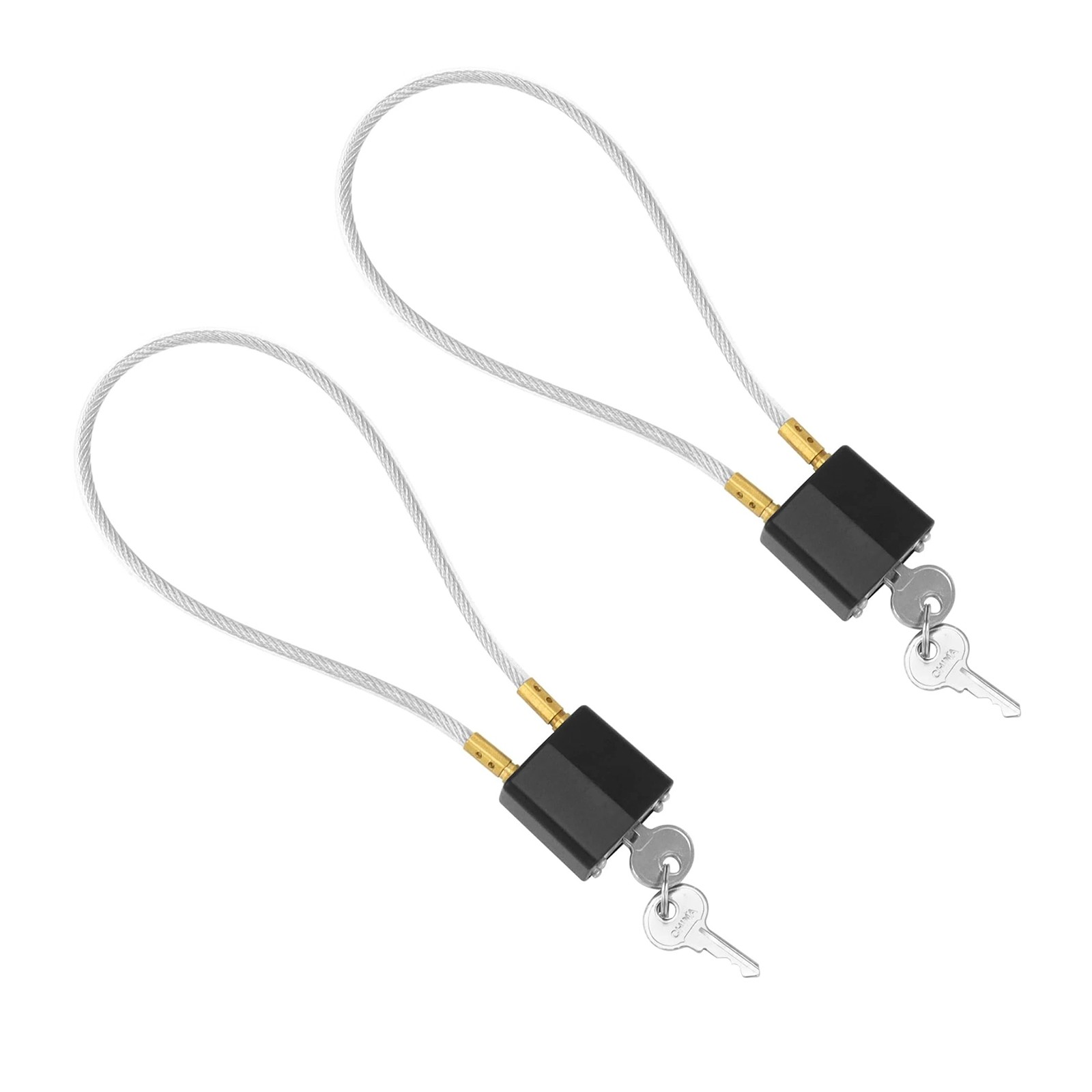 2 Pack Black Helmet Lock with Cable for Motorcycle Keyed Alike 37cm Length