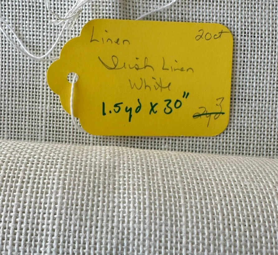 20 count Irish Linen White stitch fabric 1.5 yards  X 30 inch   rare