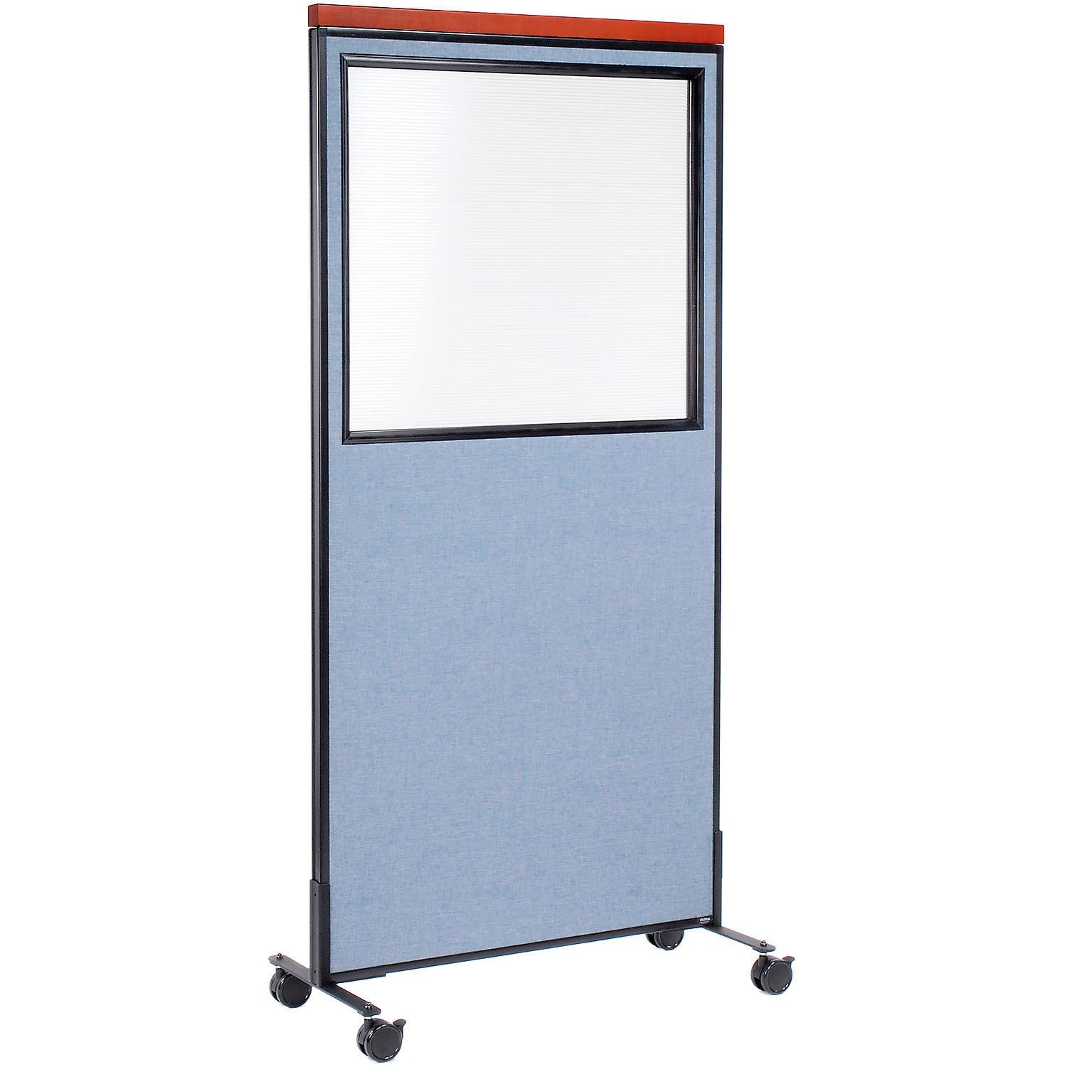 36-1/4"W x 76-1/2"H Mobile Deluxe Office Partition Panel with Partial Window