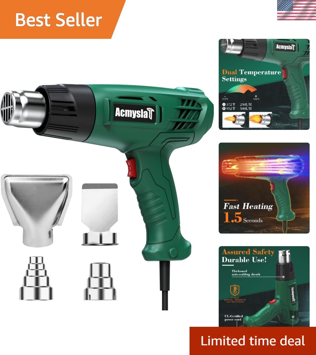 Versatile Hot Air Gun Kit: 4 Nozzles & Ergonomic Design for DIY Projects