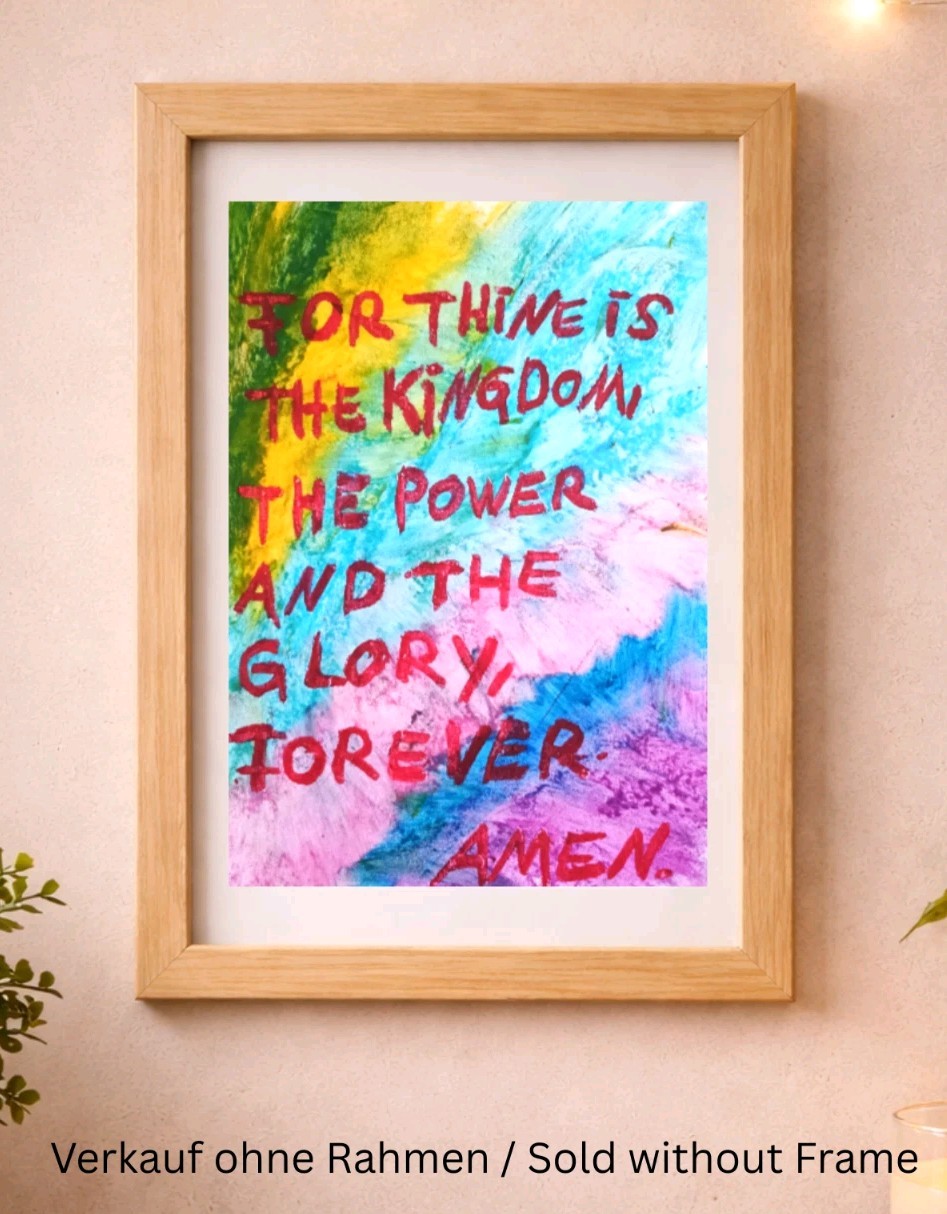 Prayer: Kingdom Power Glory - Art Oil Pastels Painting A4 - Decorative Picture
