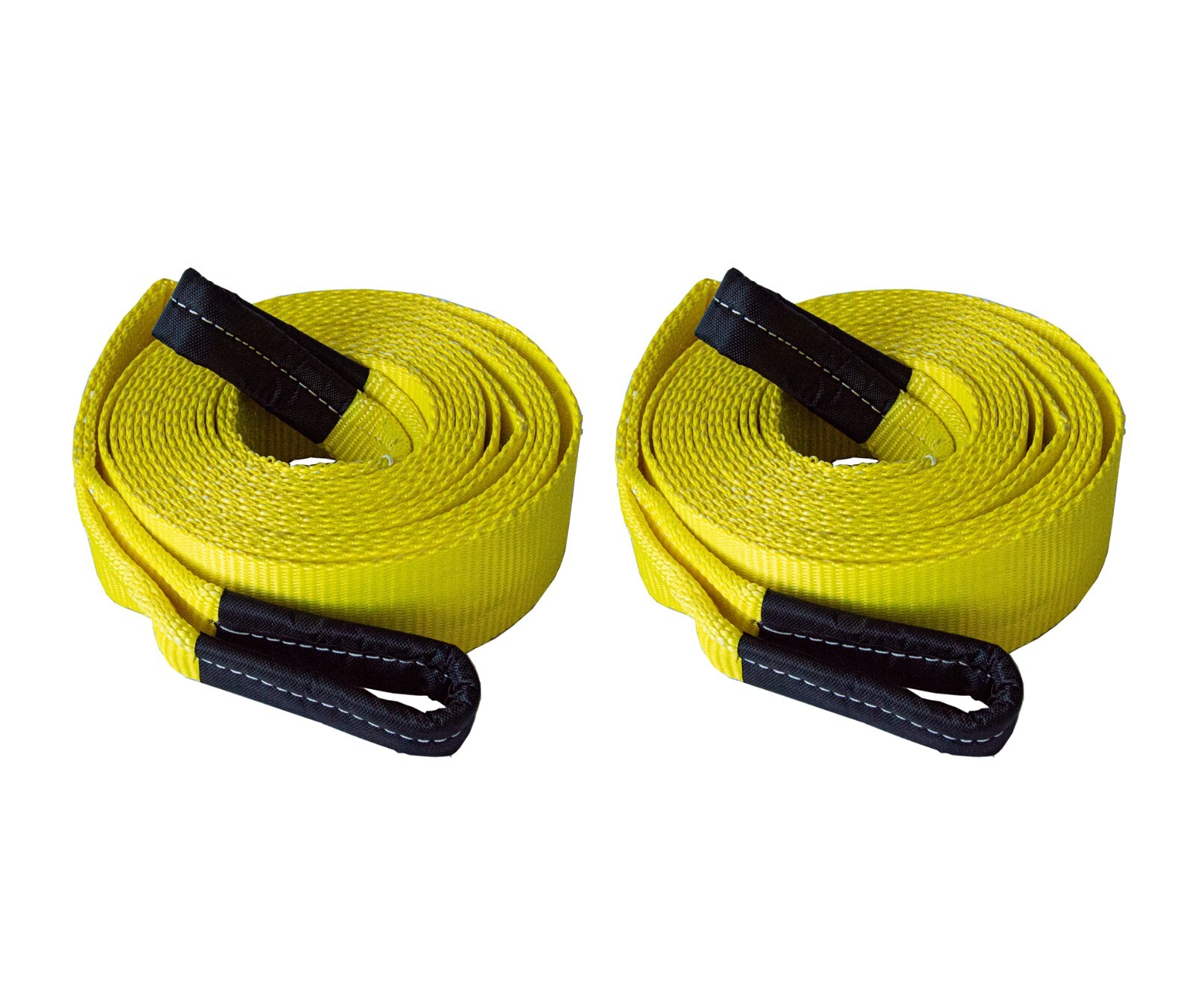 2 Pack 2" x 30' Heavy Duty Recovery Tow Strap with Protective Loop Eyes Towing
