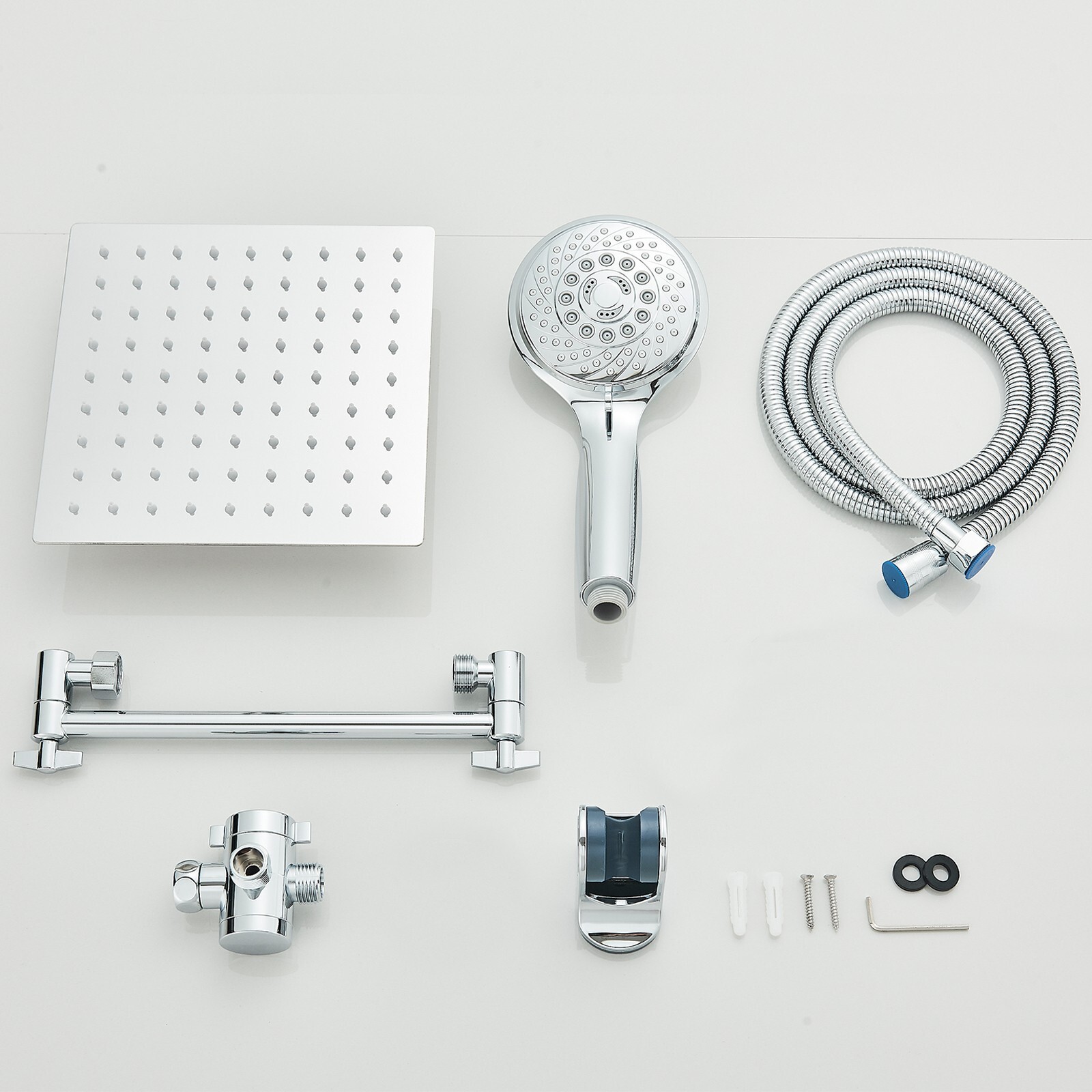 Rain Shower Head w/ Handheld Spray Combo High Pressure Extension Adjustable Arm