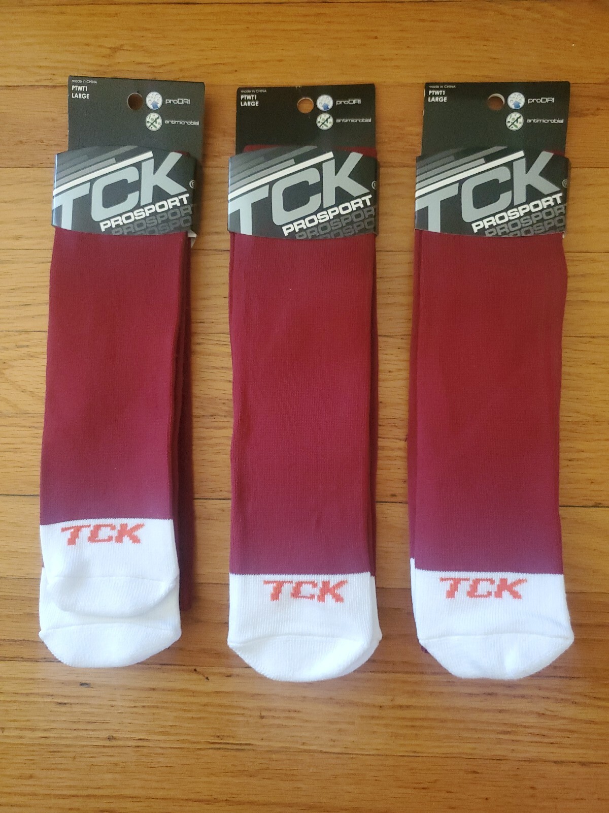 TCK 3 Pair Baseball Football Soccer Multisport Cardinal Tube Socks Large