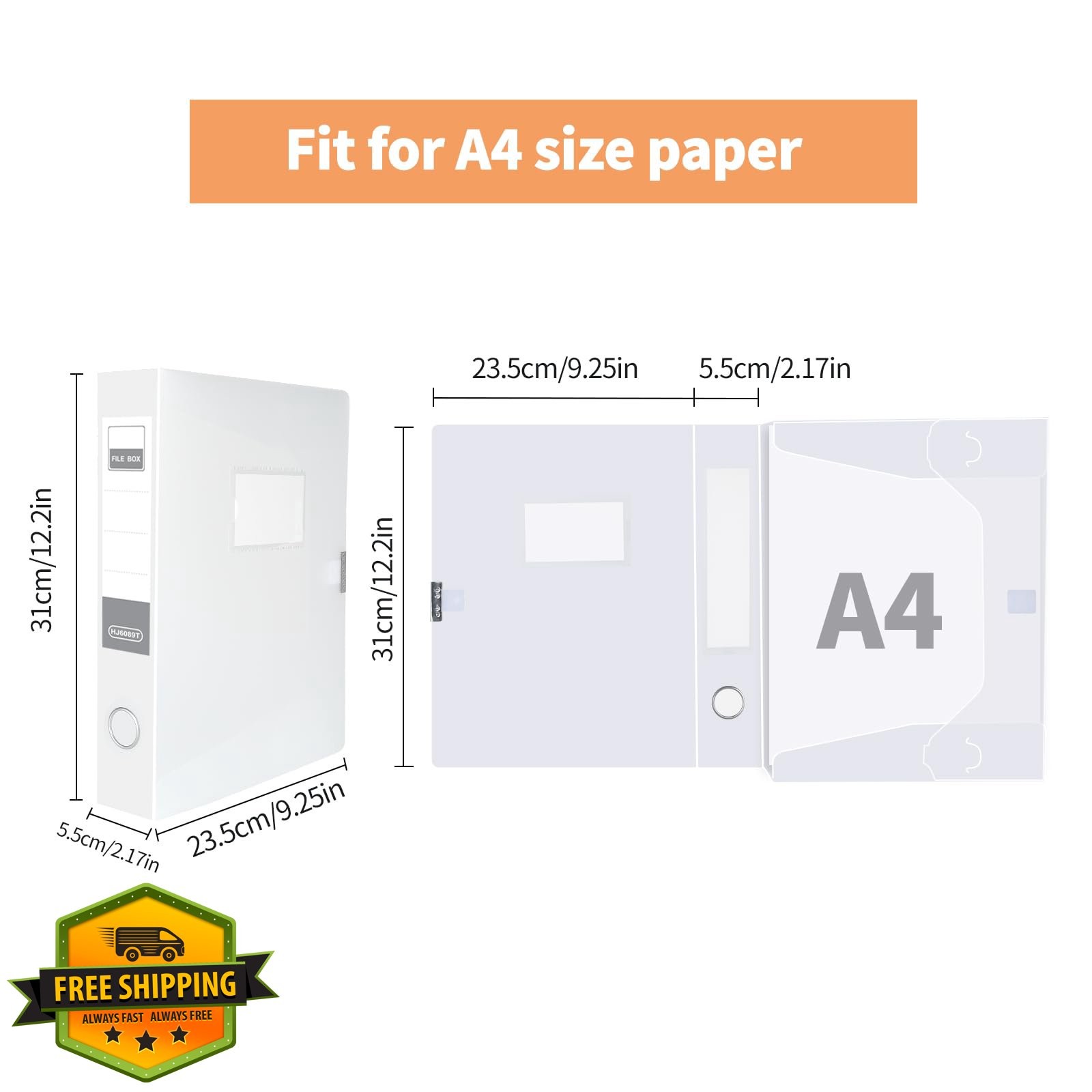 HUA JIE A4 Storage File Boxes Plastic Archives Cases 6 Pack Clear