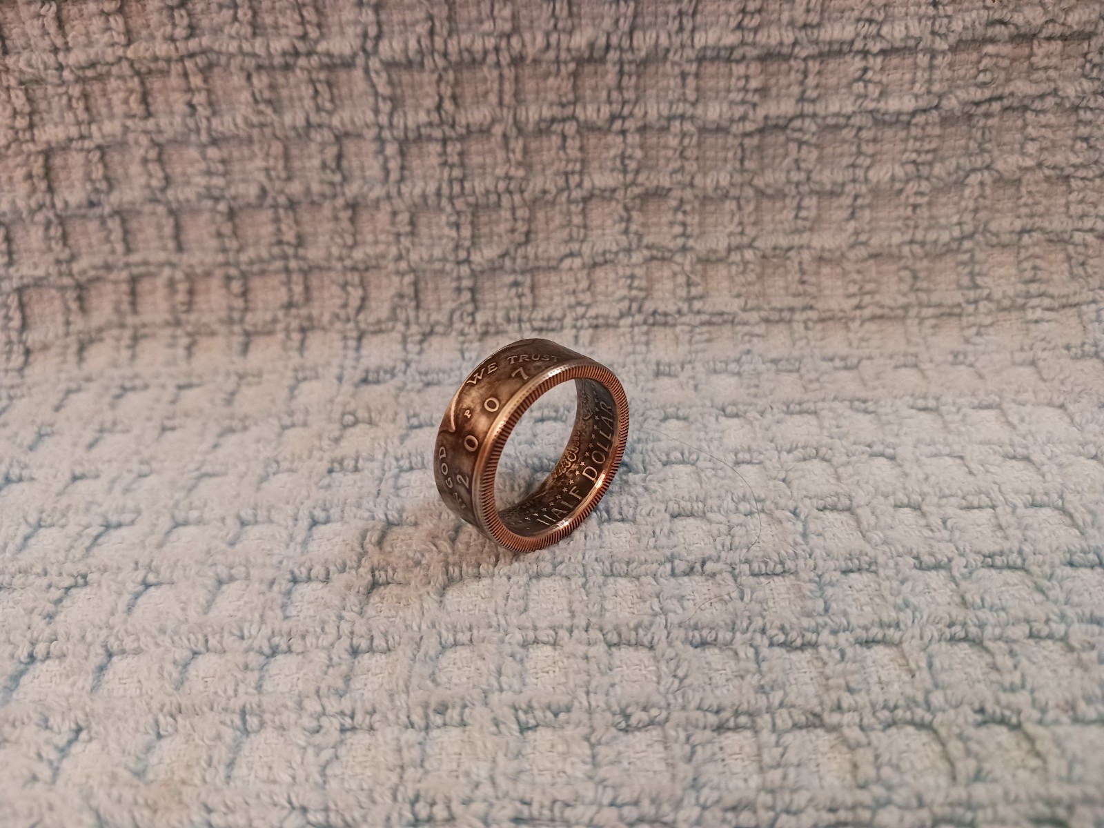 2007 Kennedy Half Dollars  size 10   coin ring  handmade mixed metals
