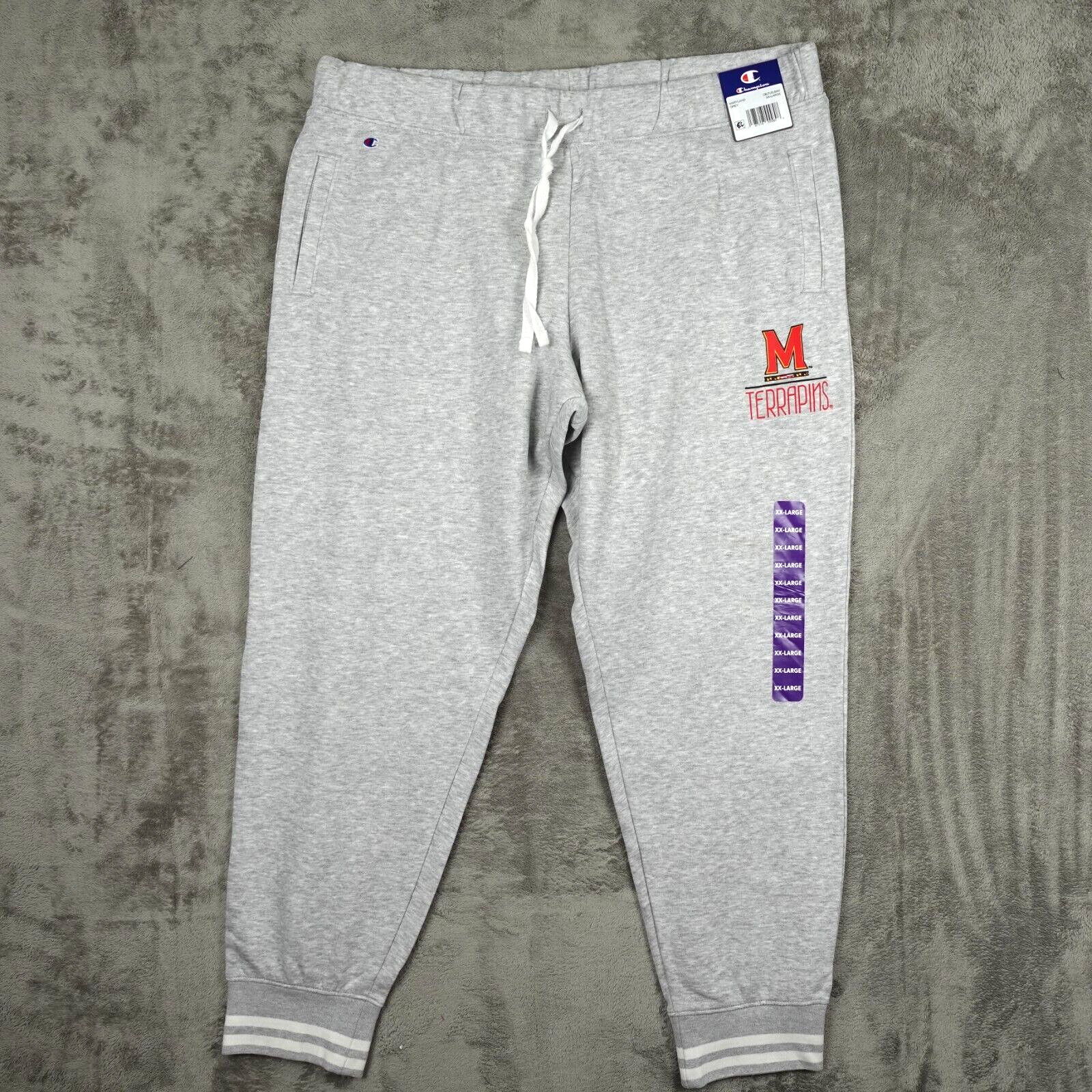 Maryland Terrapins Champion Jogger Men XXL Grey Pull on Drawstring Slash Pockets