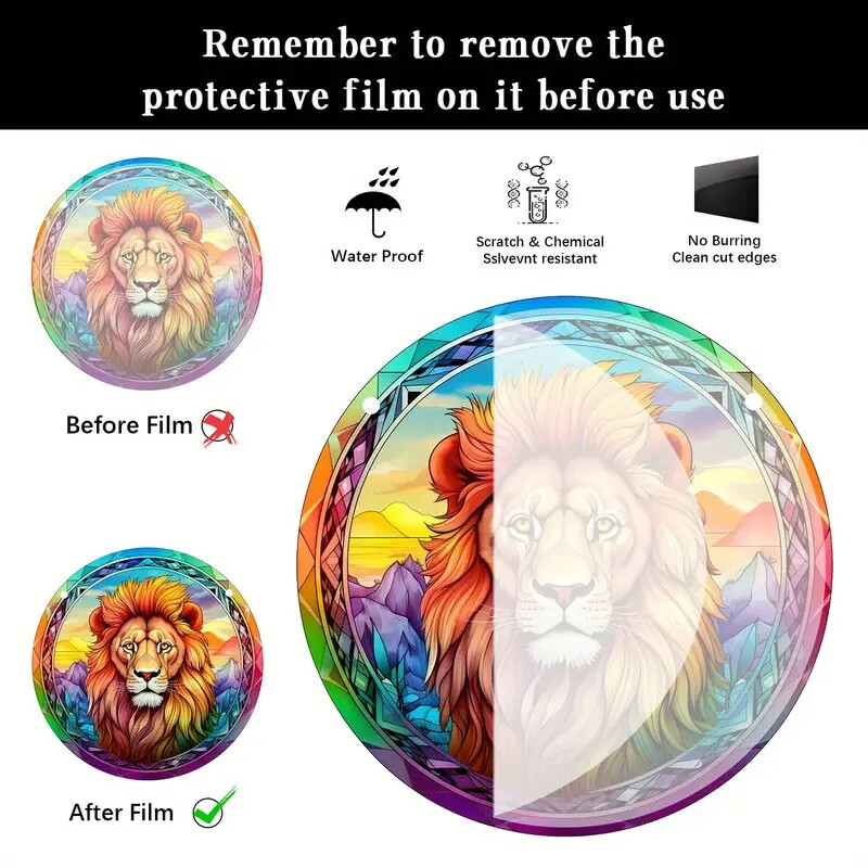 Colorful Lion Suncatcher Double Sided Round Acrylic Decor