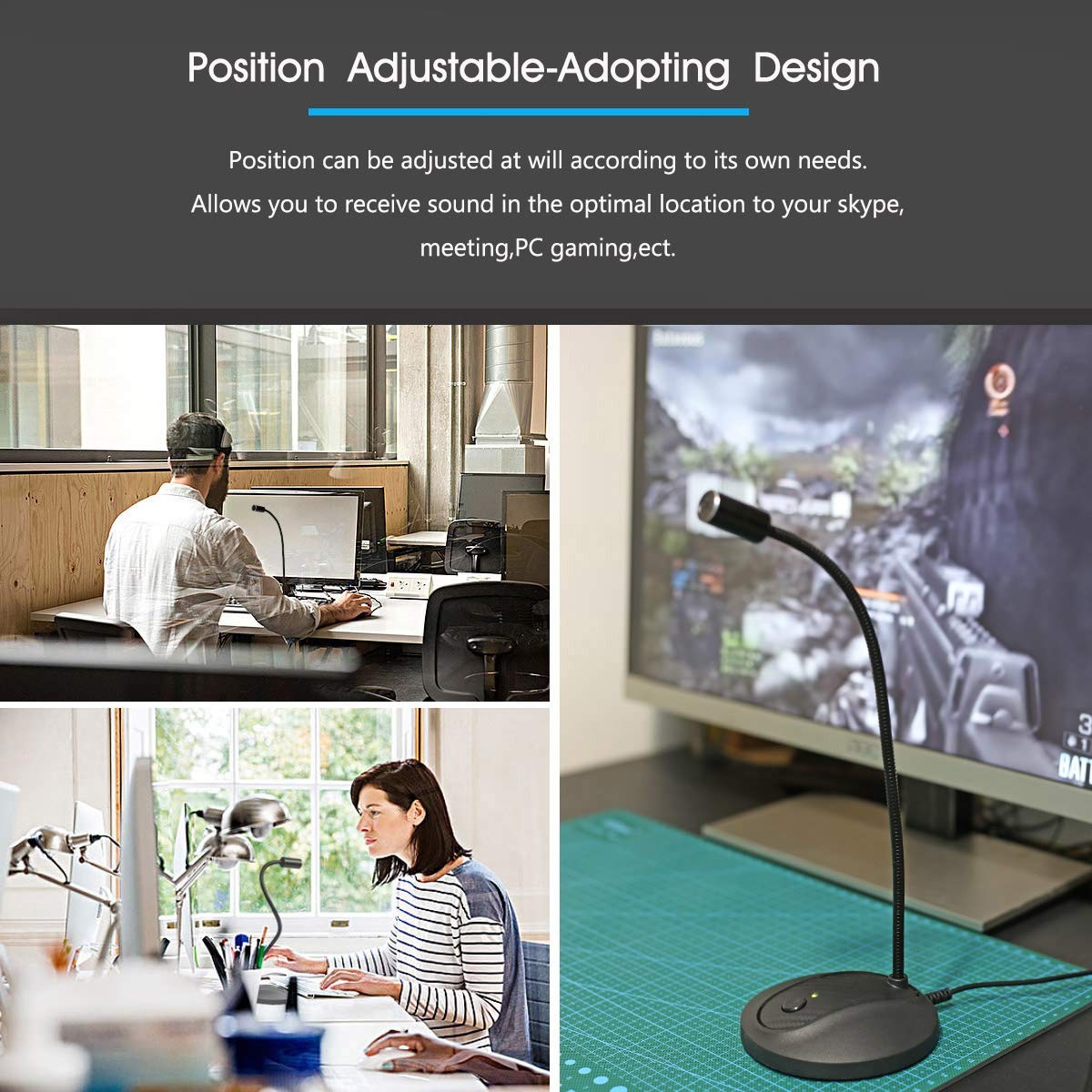 USB Microphone, JOUNIVO Computer PC Microphone with Mute Button for Streaming, P