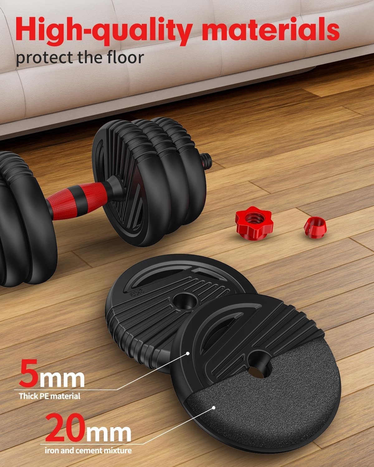 Trakmaxi Adjustable Dumbbell Set 20LBS/35LBS/55LB/70LBS Free 20LB(10LBS Pair)