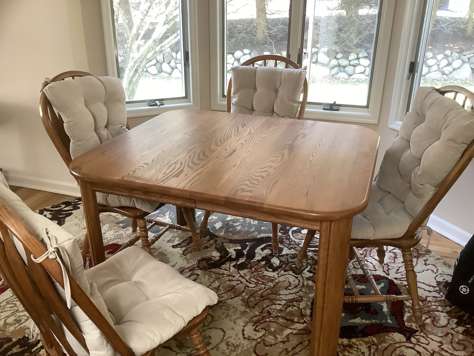 Solid Oak Dining Set With Chairs (4) and 24” Leaf - Chair Cushions Inc - PU NJ