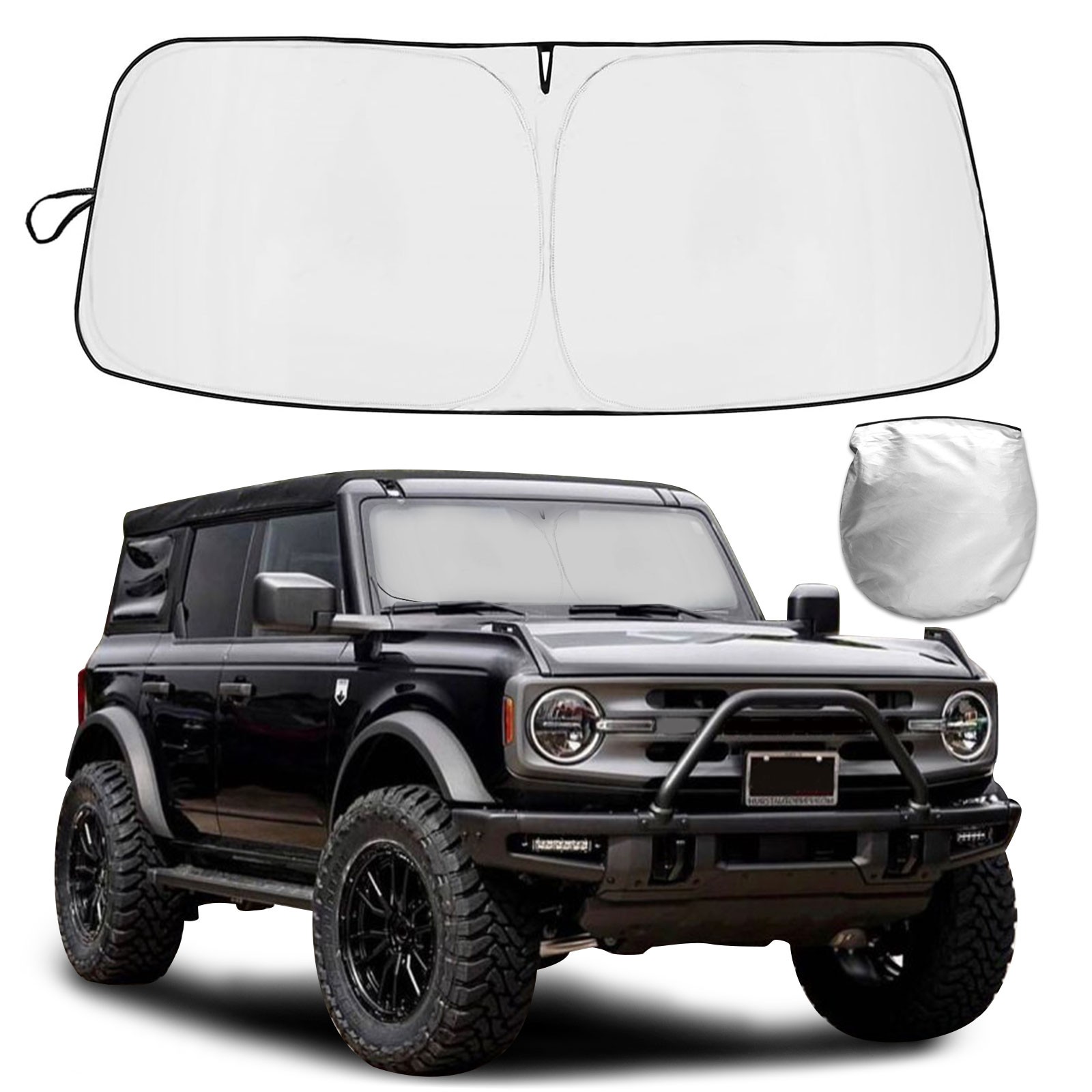 For 2021-2026 Ford Bronco Windshield Sun Shade UV Block Front Cover Shield