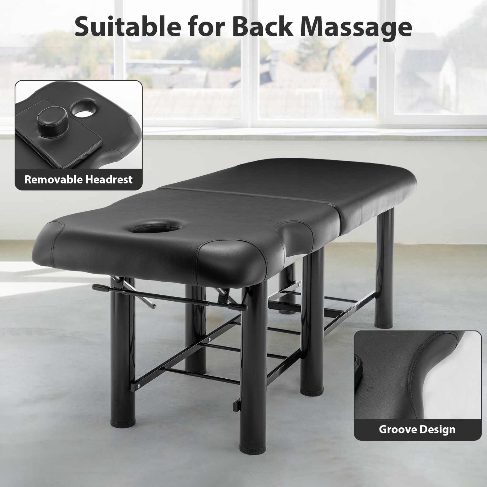 Professional Massage Table with Memory Foam, Adjustable Backrest & Headrest