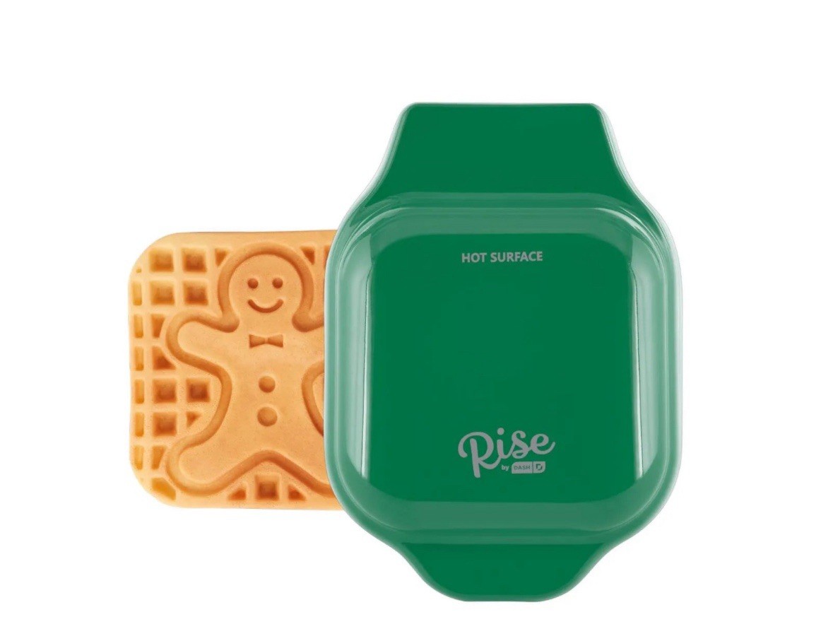 Rise by Dash Gingerbread Mini Waffle Maker 1-Waffle Aluminum Green RMWG001GBEG06