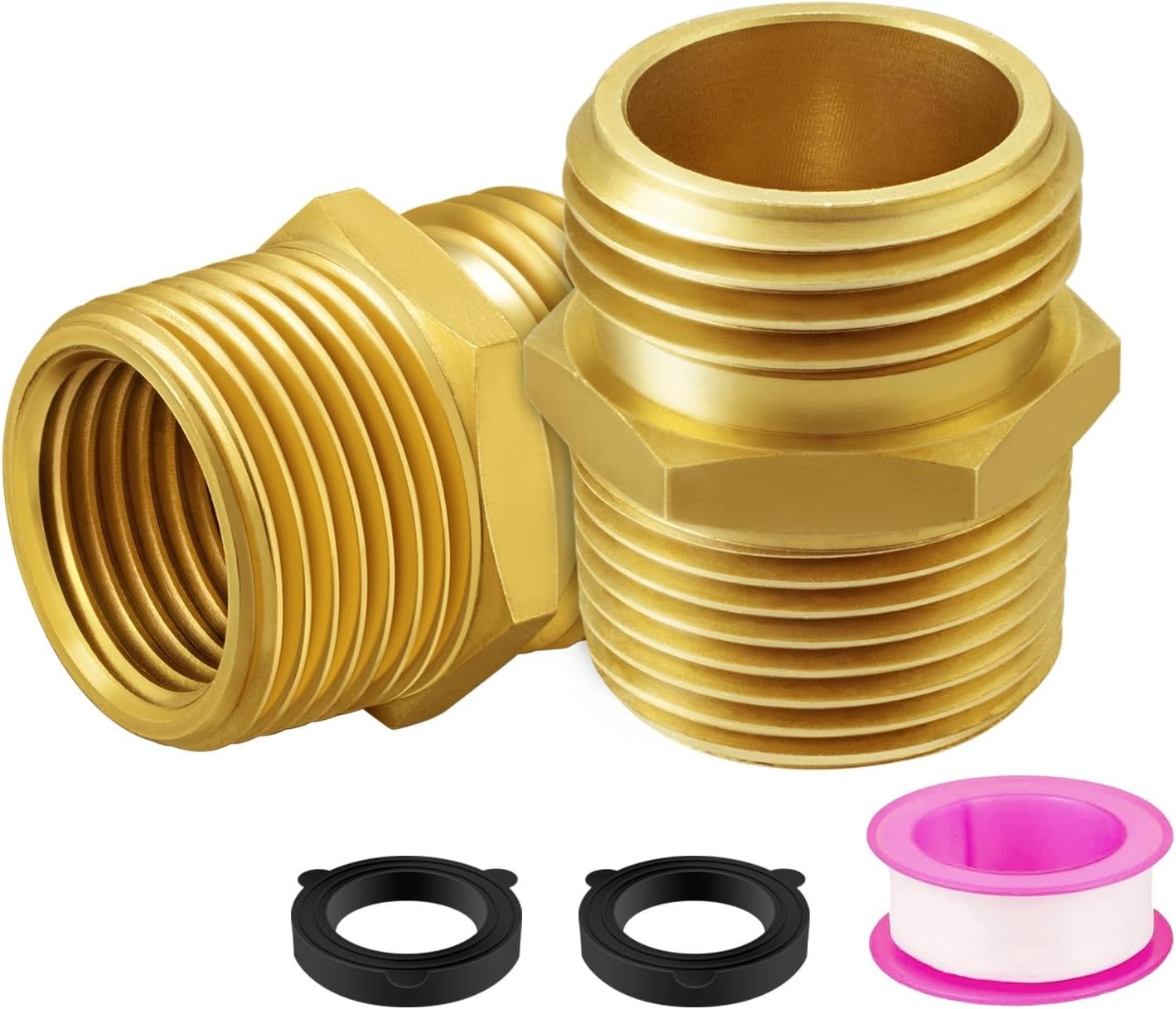 Garden Hose Connector, Male 3/4" GHT x NPT With Female 1/2" NPT, Brass